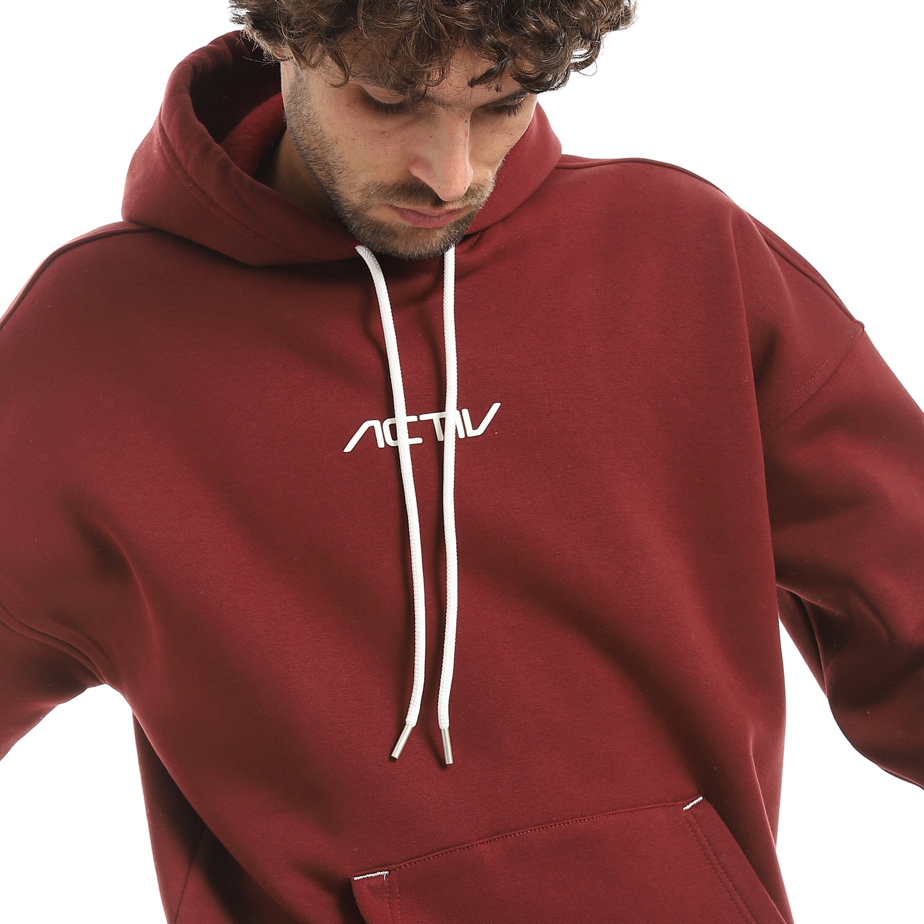 EDGE LINE OVERSIZE HOODIE - BURGUNDY