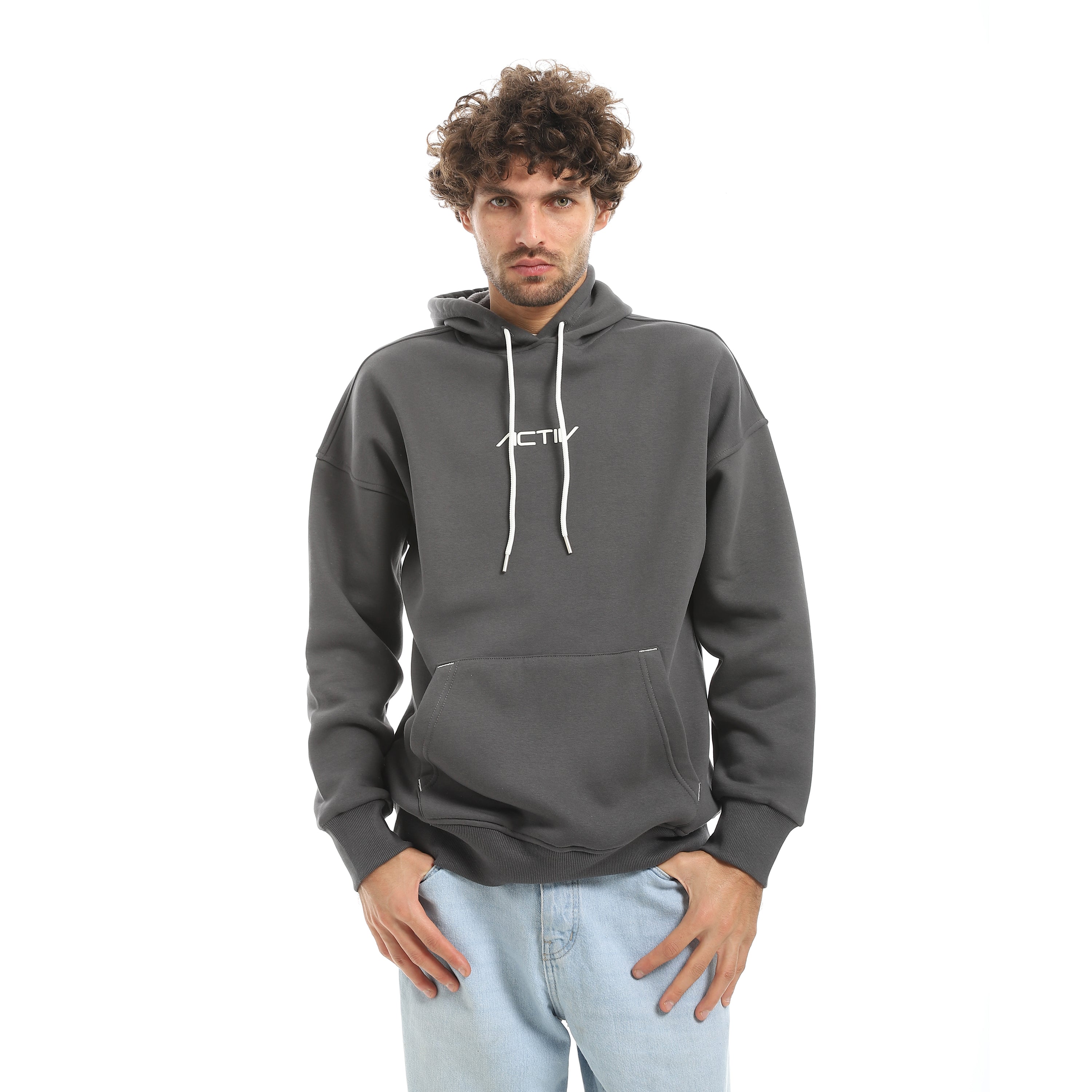 EDGE LINE OVERSIZE HOODIE - GREY