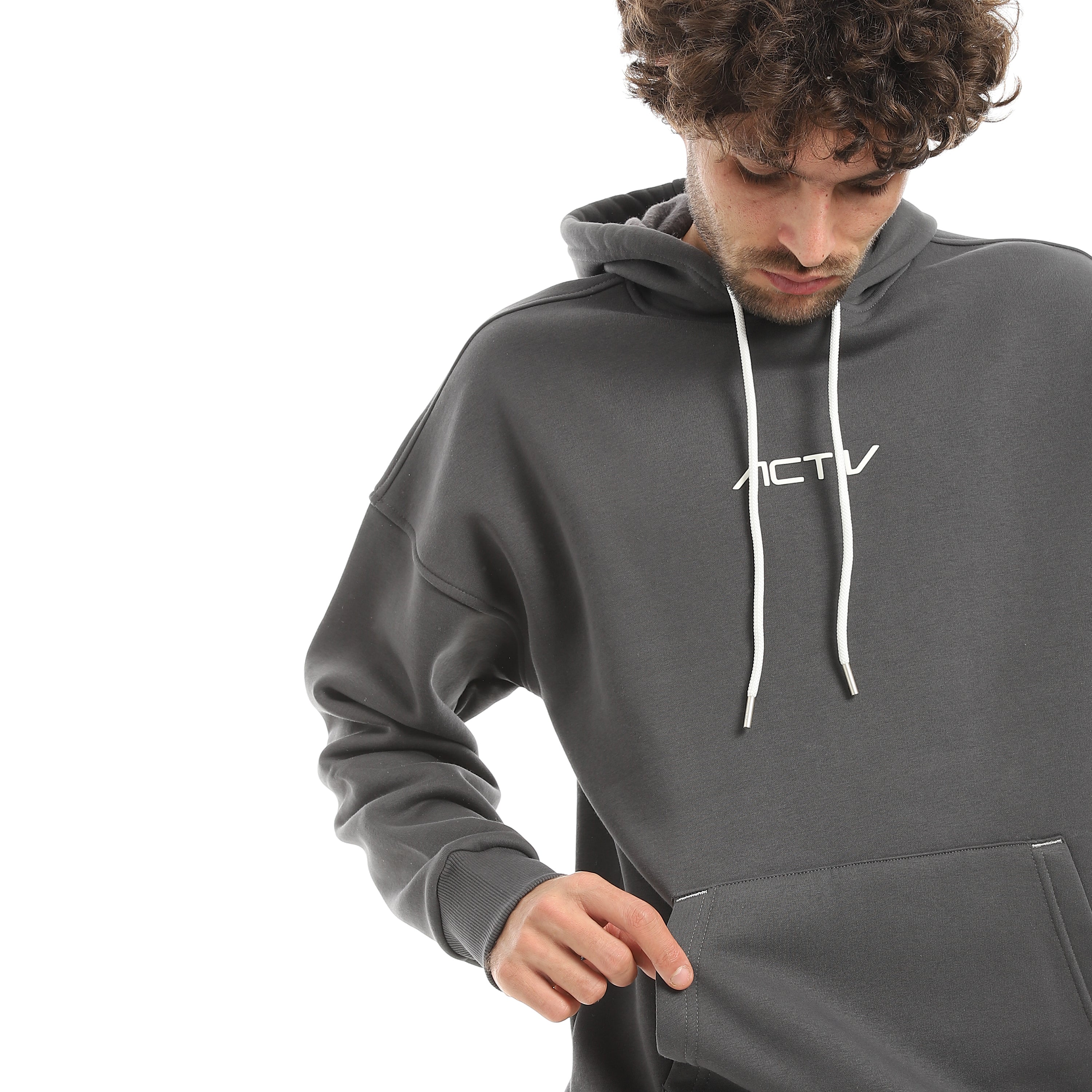 EDGE LINE OVERSIZE HOODIE - GREY