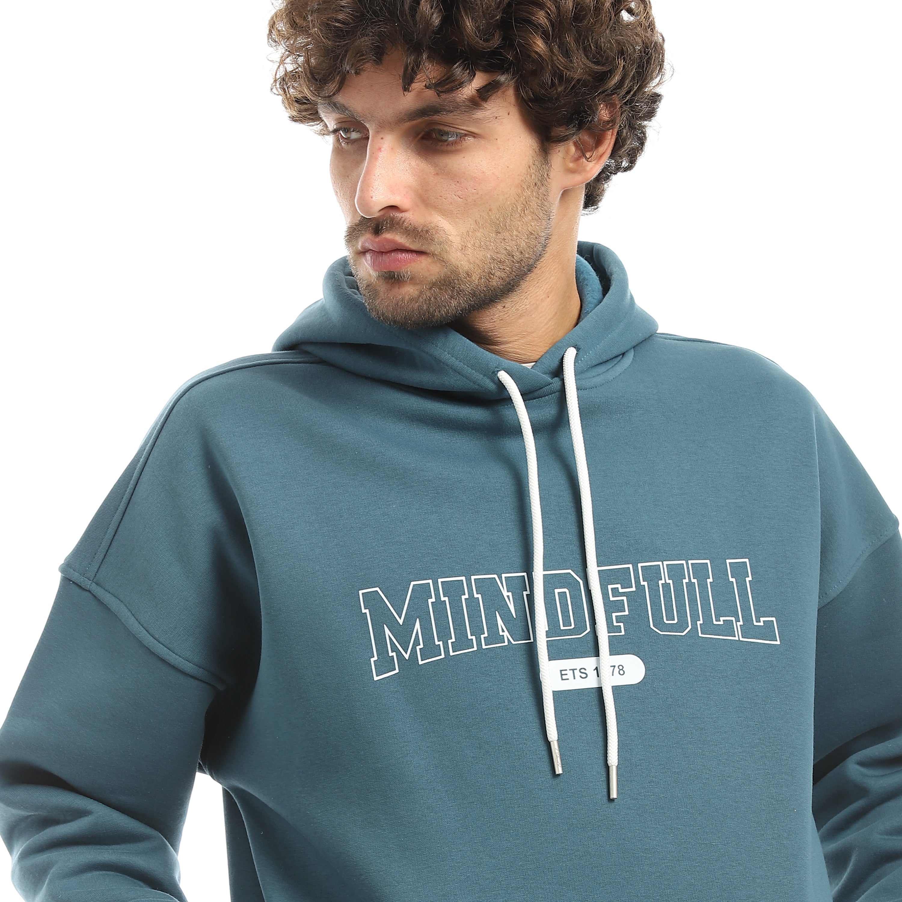 MINDFUL PRINT OVERSIZE HOODIE - PETROL