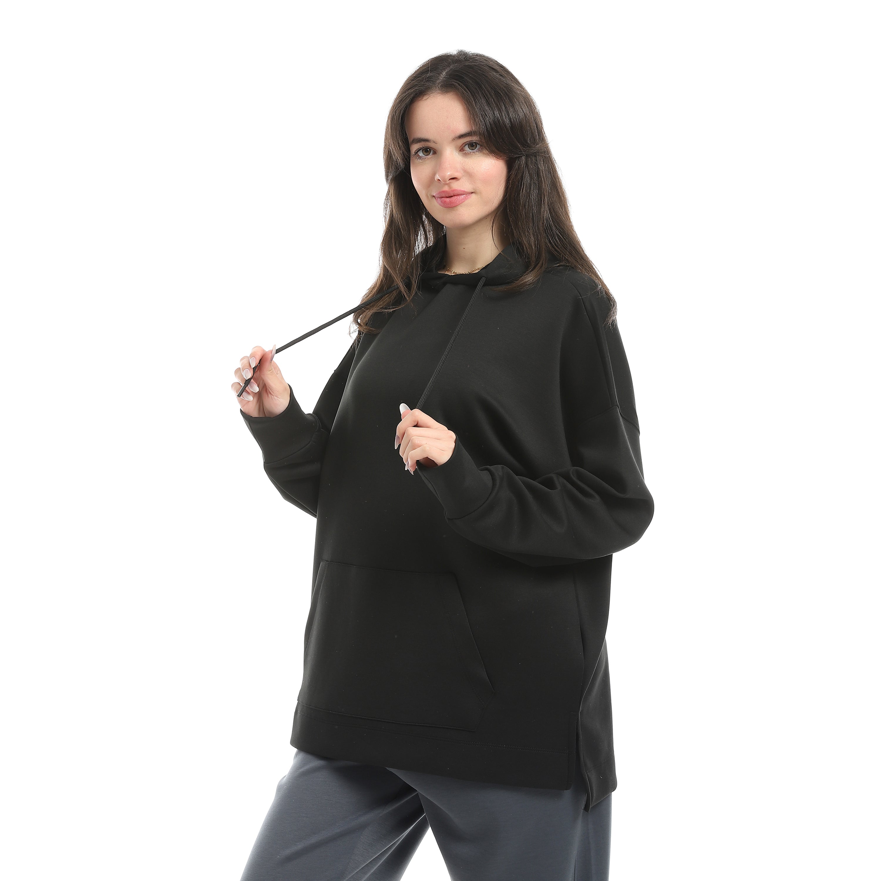 سويت شيرت اكتف حريمي بزنط - اسود