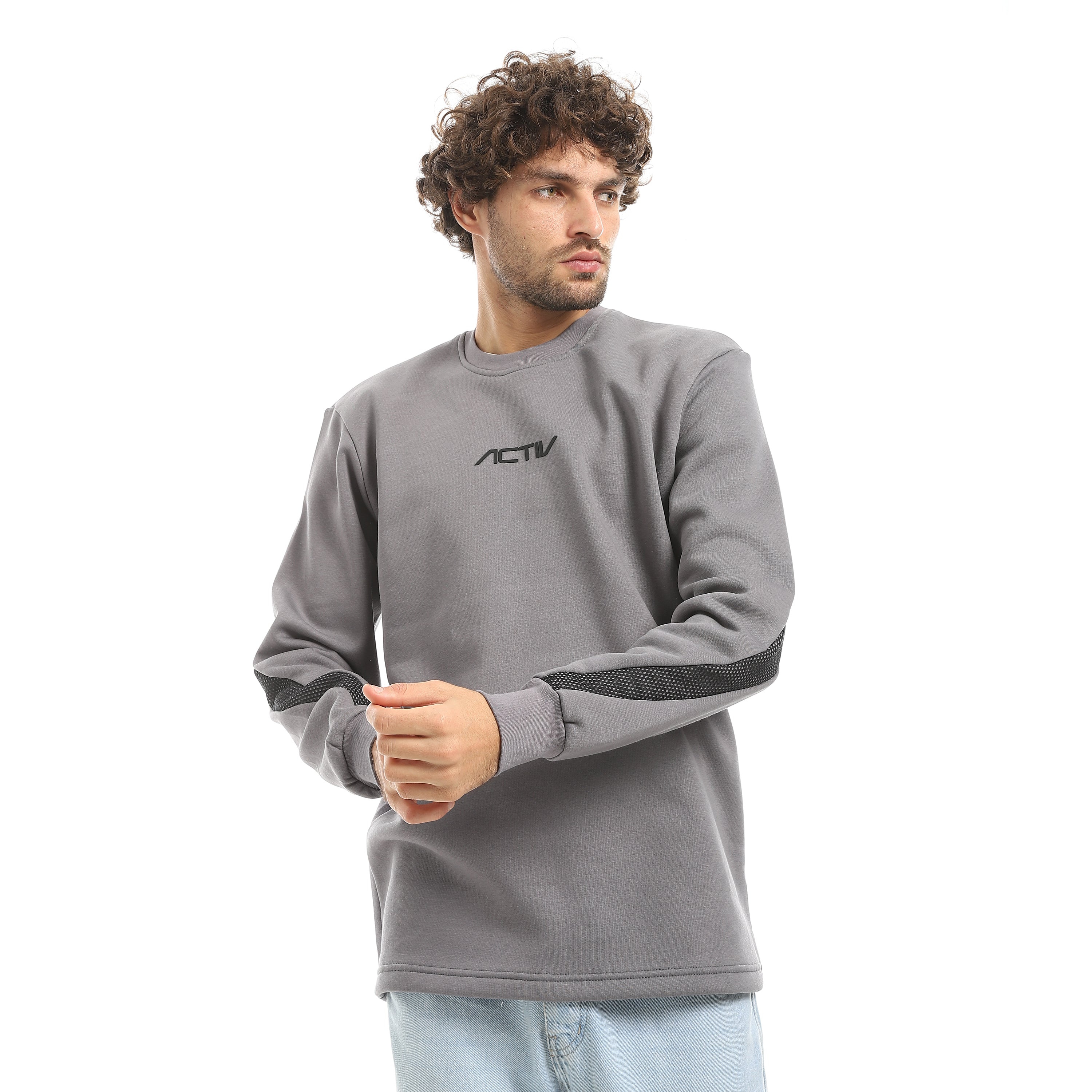 OVERSIZE MESH PANEL SWEATSHIRT - D.GREY