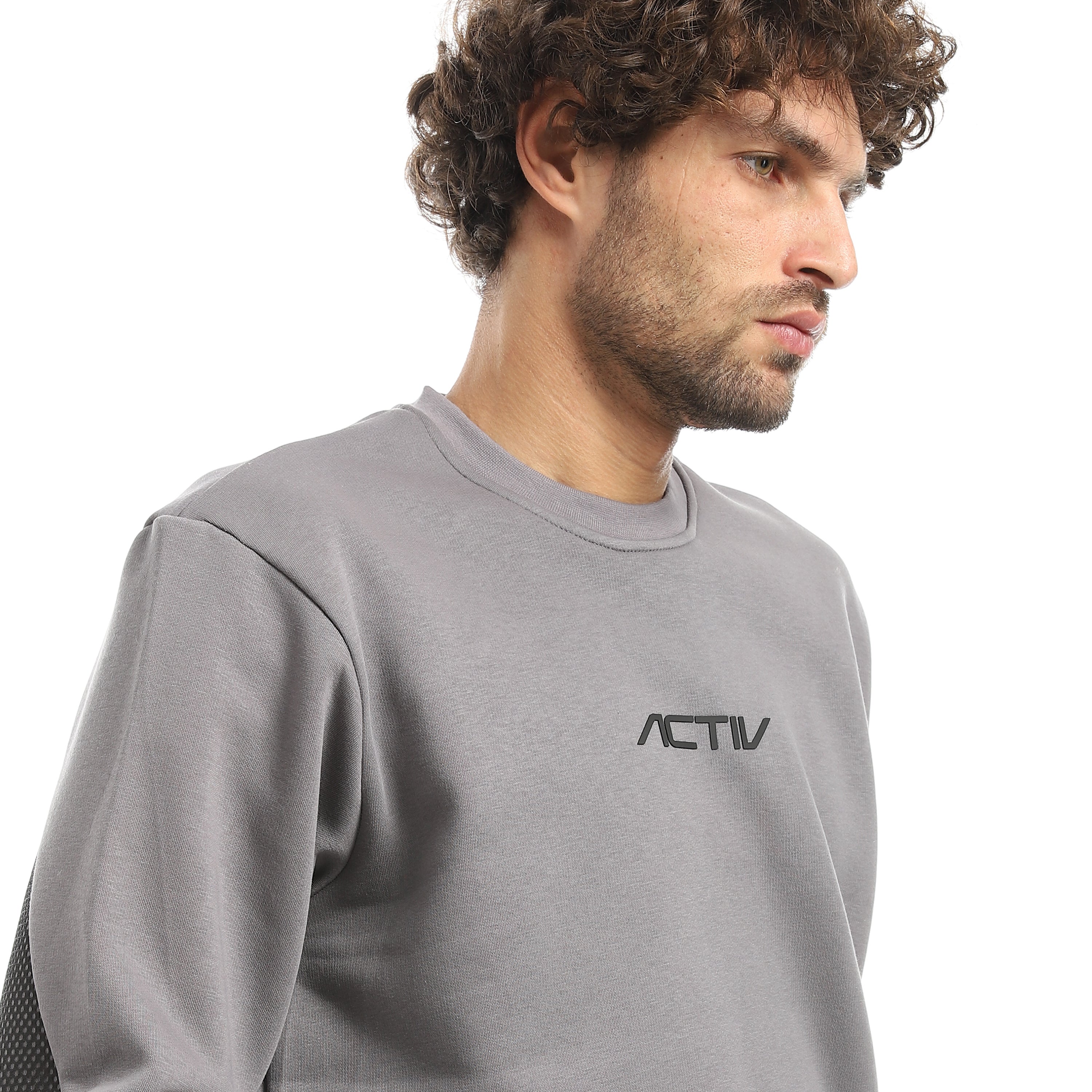 OVERSIZE MESH PANEL SWEATSHIRT - D.GREY