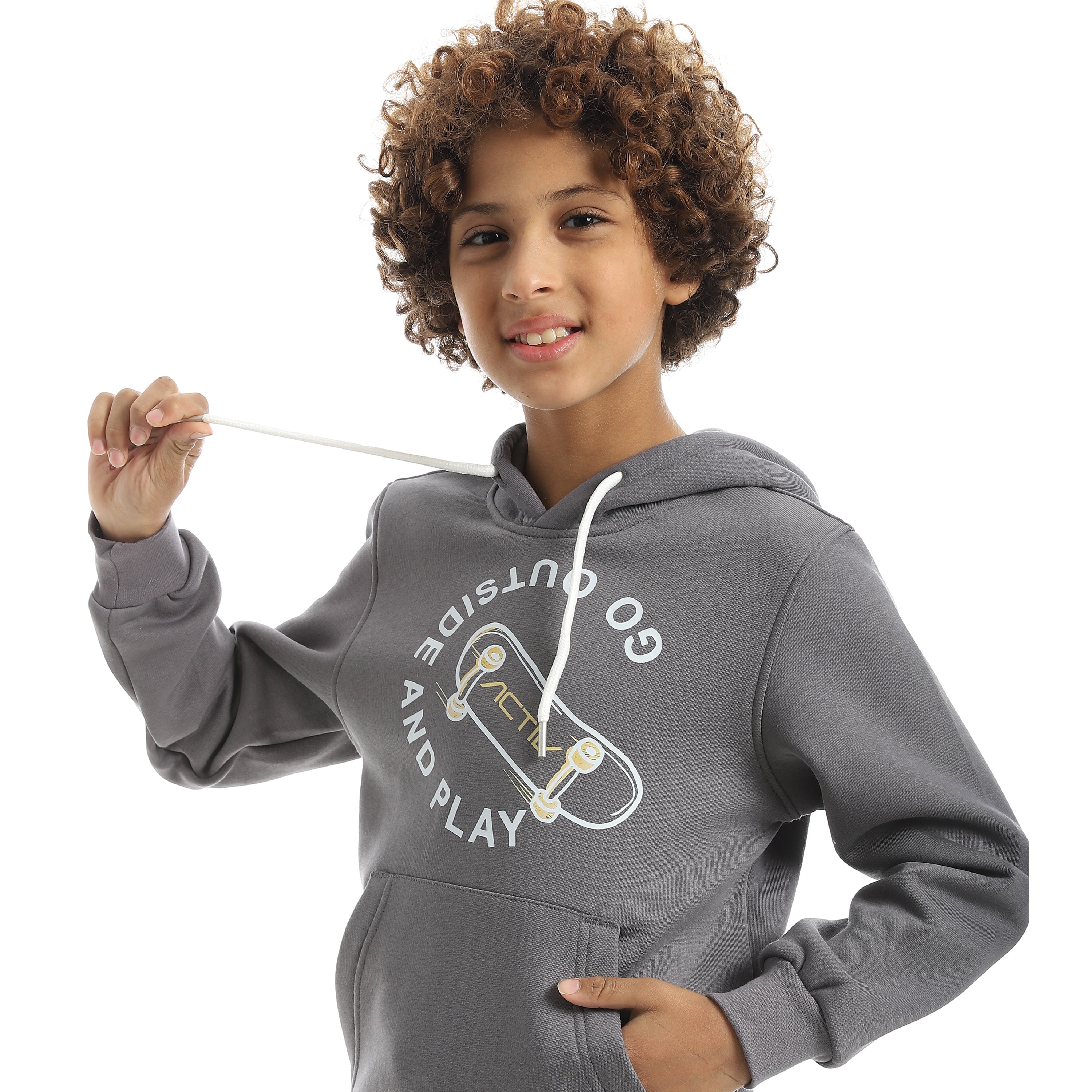 سويت شيرت اكتف اولادي بزنط - رمادي غامق