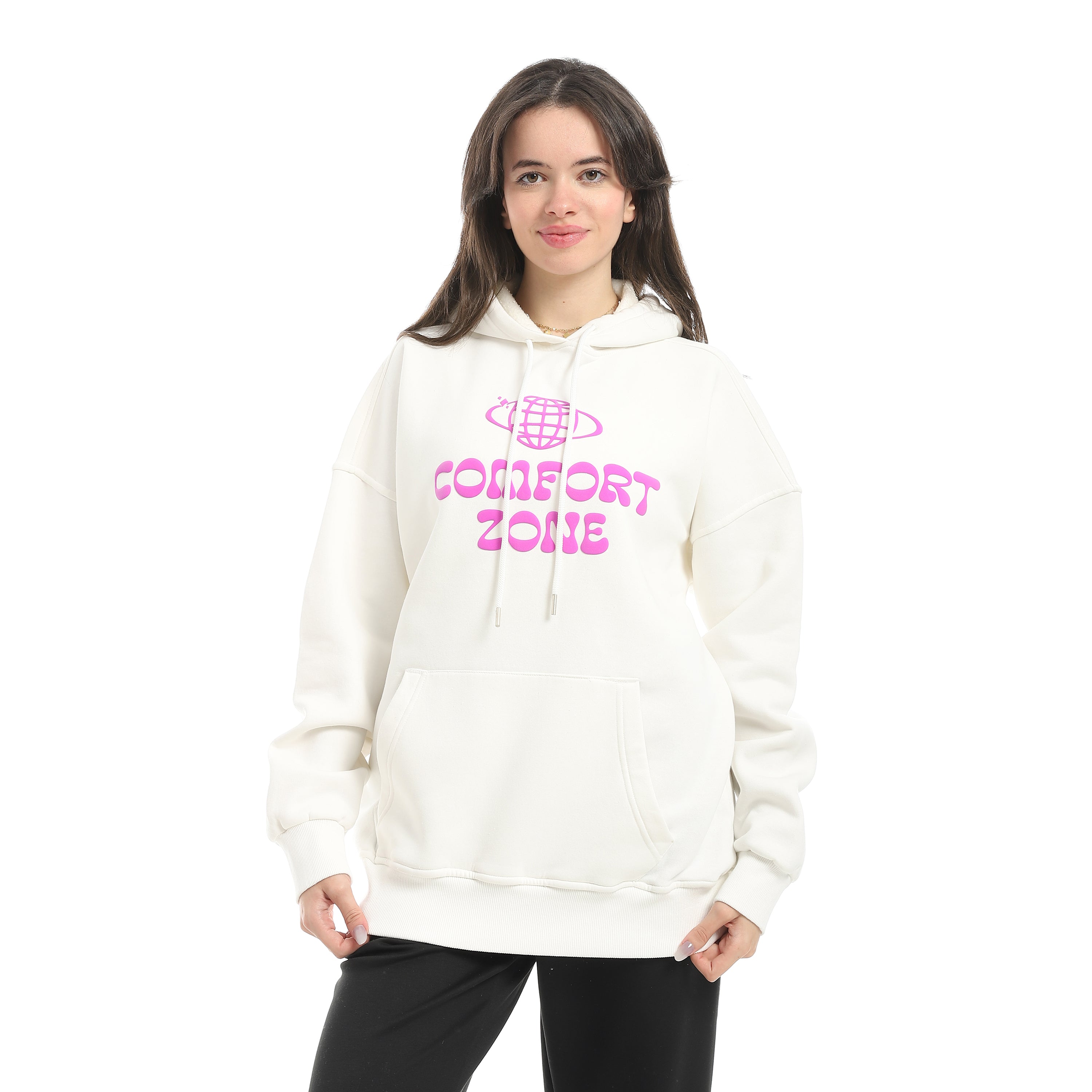 سويت شيرت اكتف حريمي بزنط - ابيض