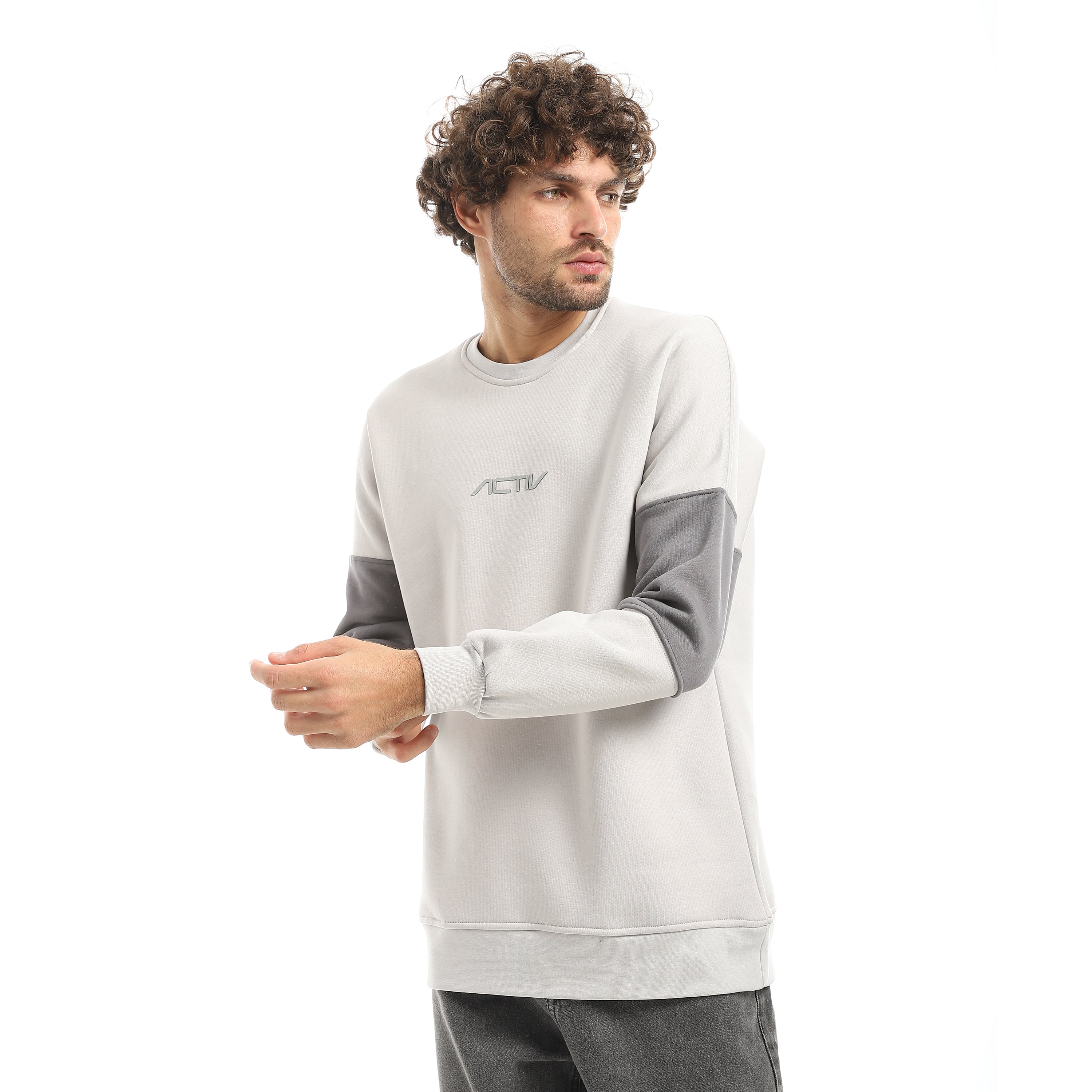DUAL TONE OVERSIZED SWEATSHIRT - L.GREY