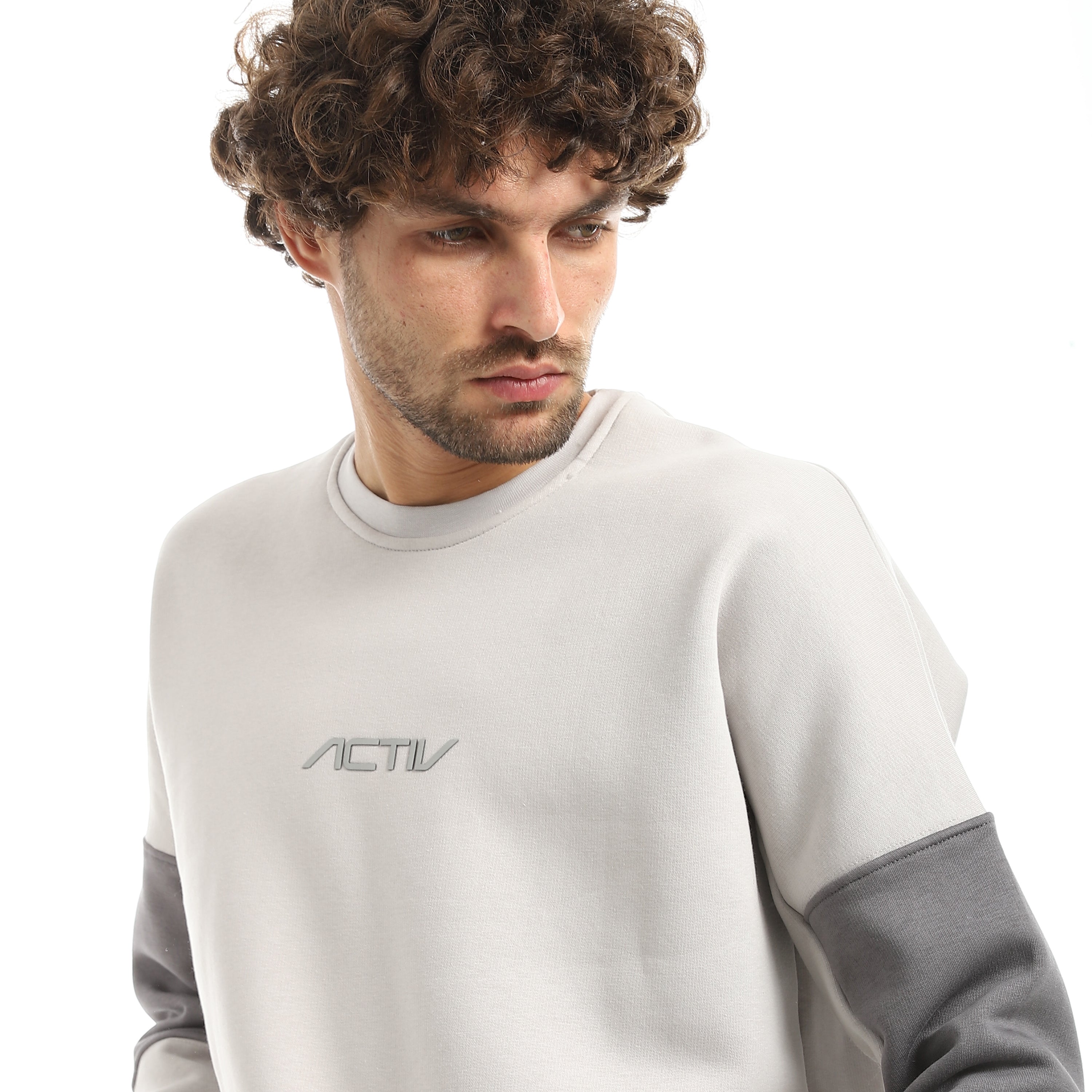 DUAL TONE OVERSIZED SWEATSHIRT - L.GREY