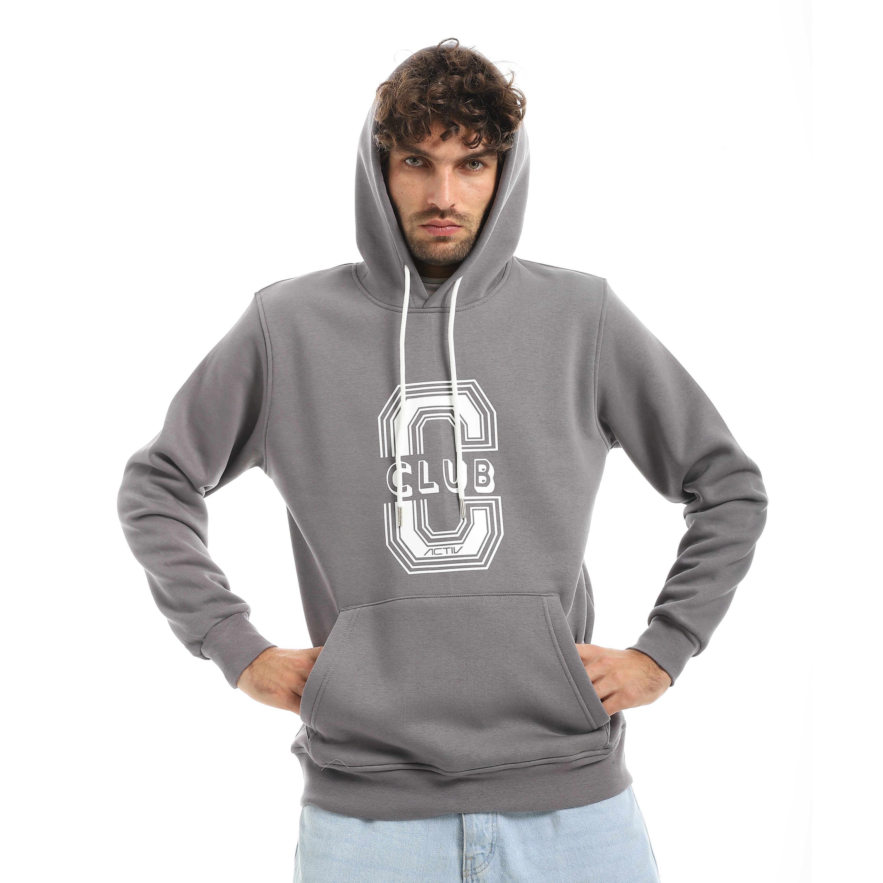 ZERO CLUB PRINT OVERSIZ HOODIE - GREY