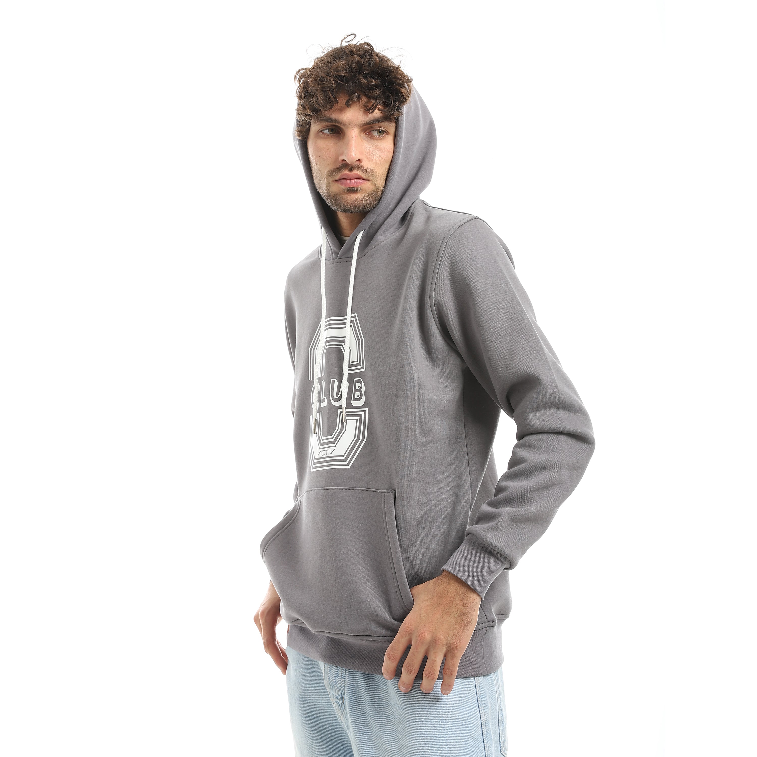 ZERO CLUB PRINT OVERSIZ HOODIE - GREY