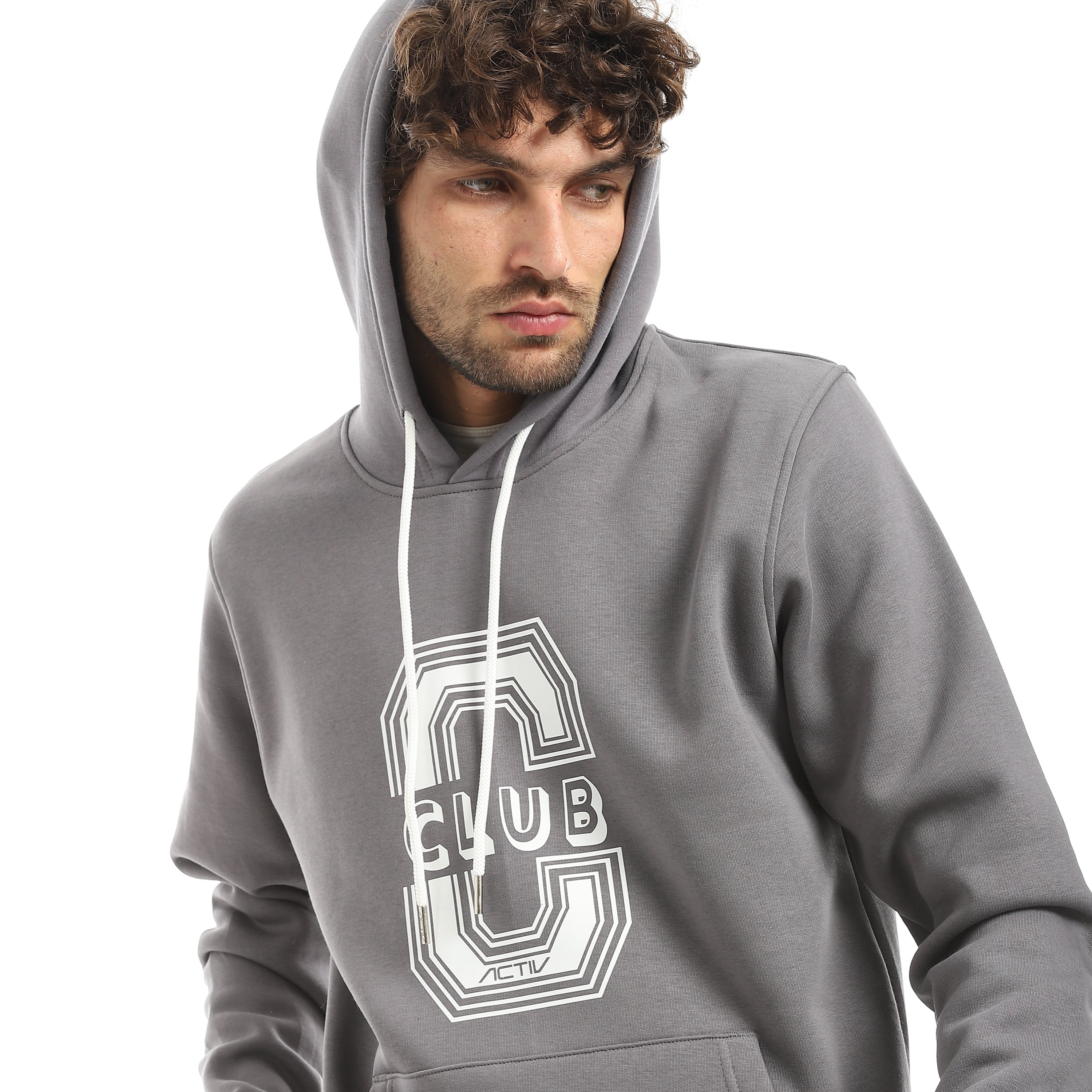 ZERO CLUB PRINT OVERSIZ HOODIE - GREY