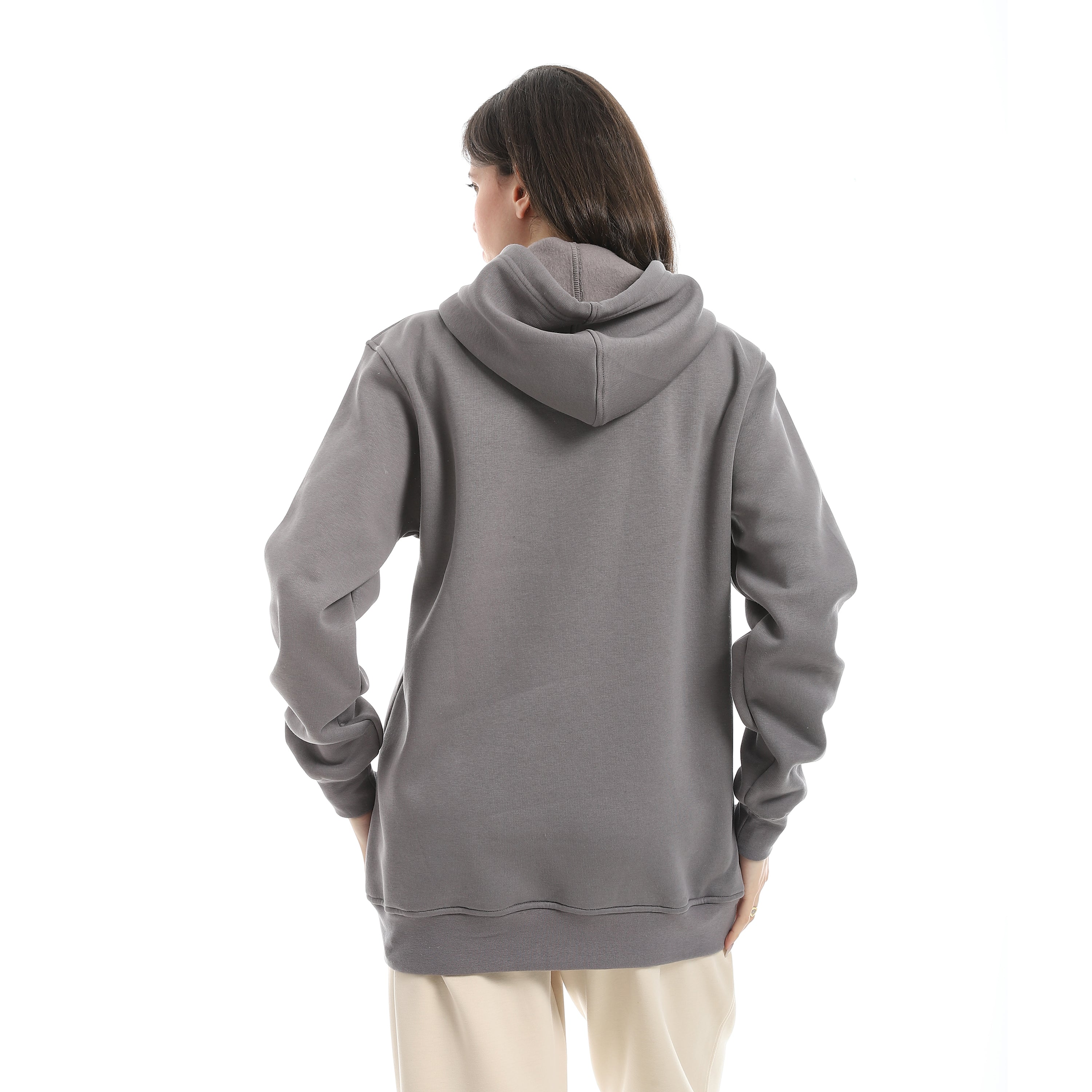 PEACE PRINT OVERSIZED HOODIE - رمادي