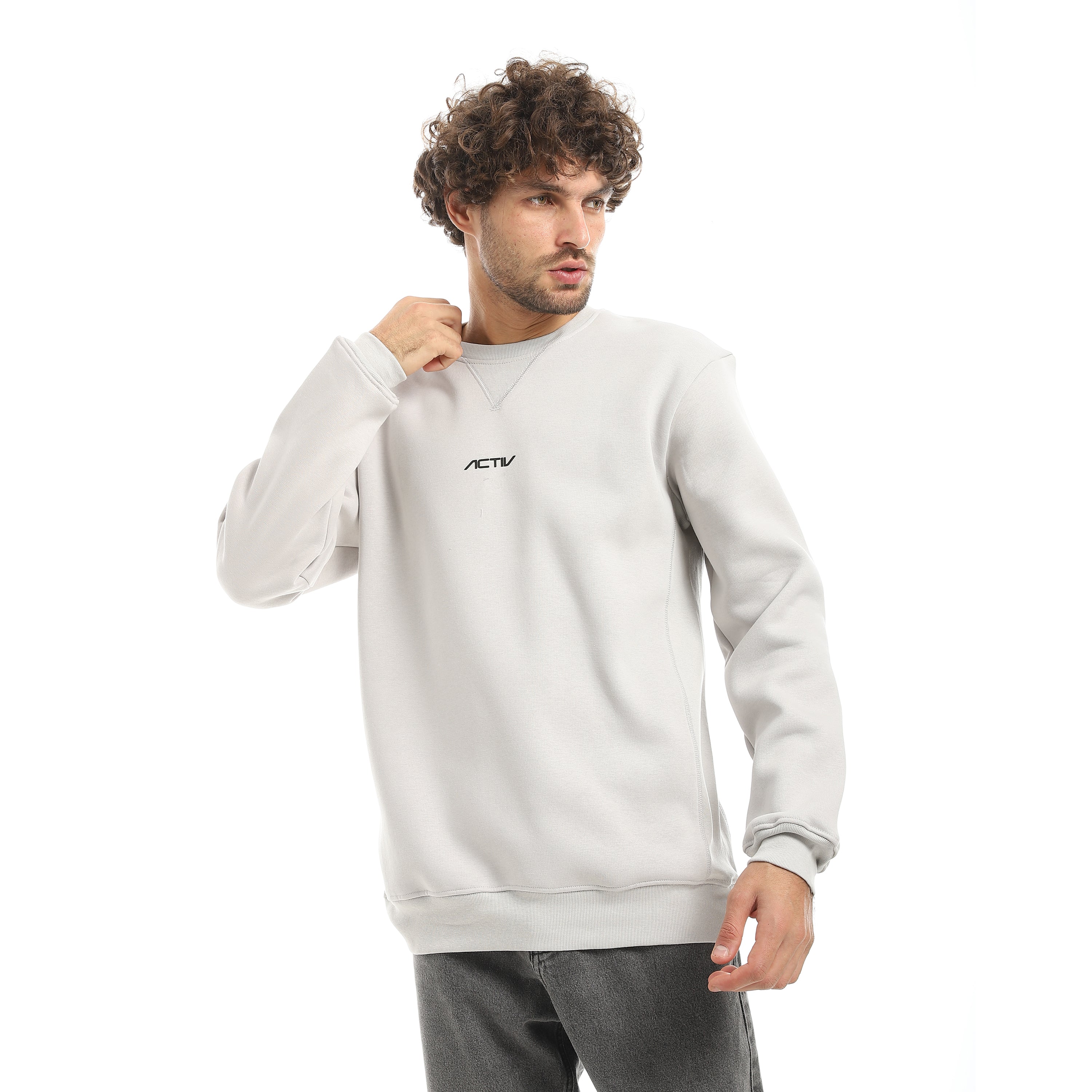 REGULAR FIT V-STITCH SWEATSHIR - L.GREY
