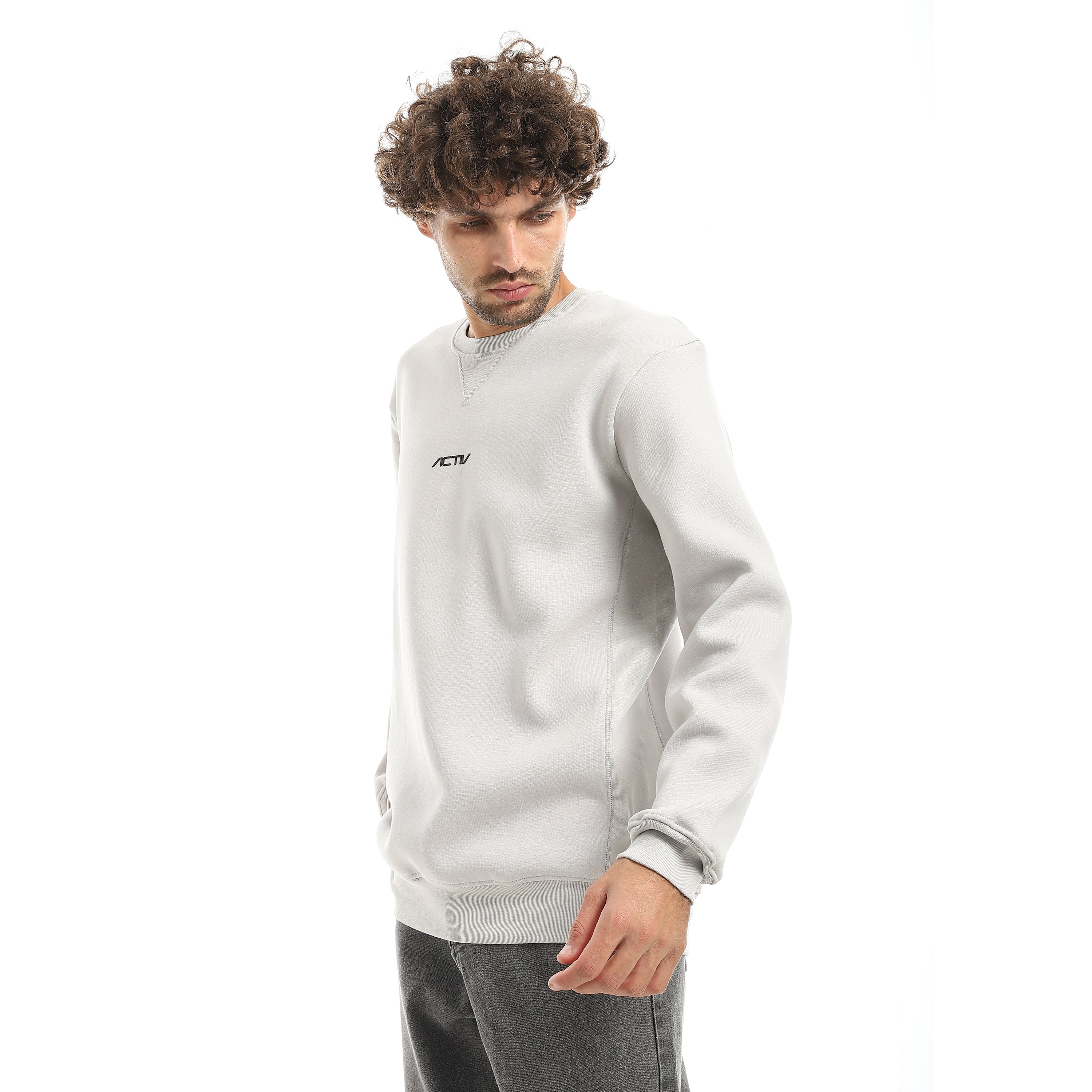 REGULAR FIT V-STITCH SWEATSHIR - L.GREY