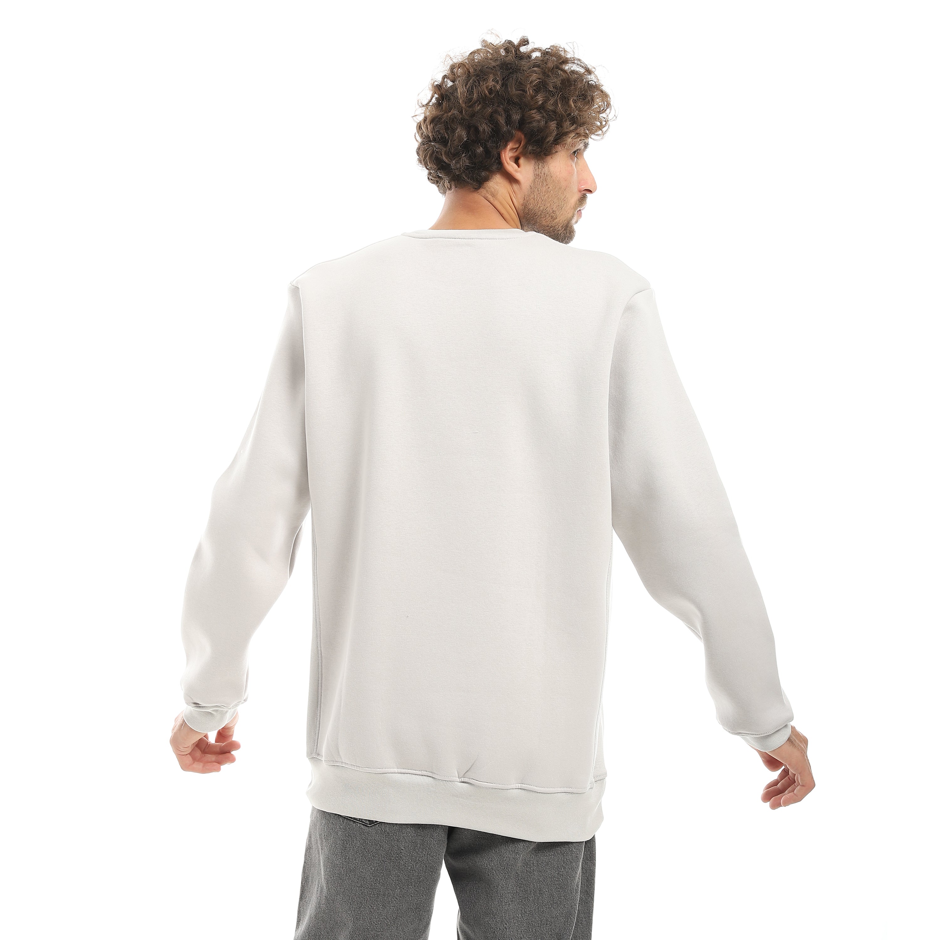 REGULAR FIT V-STITCH SWEATSHIR - L.GREY