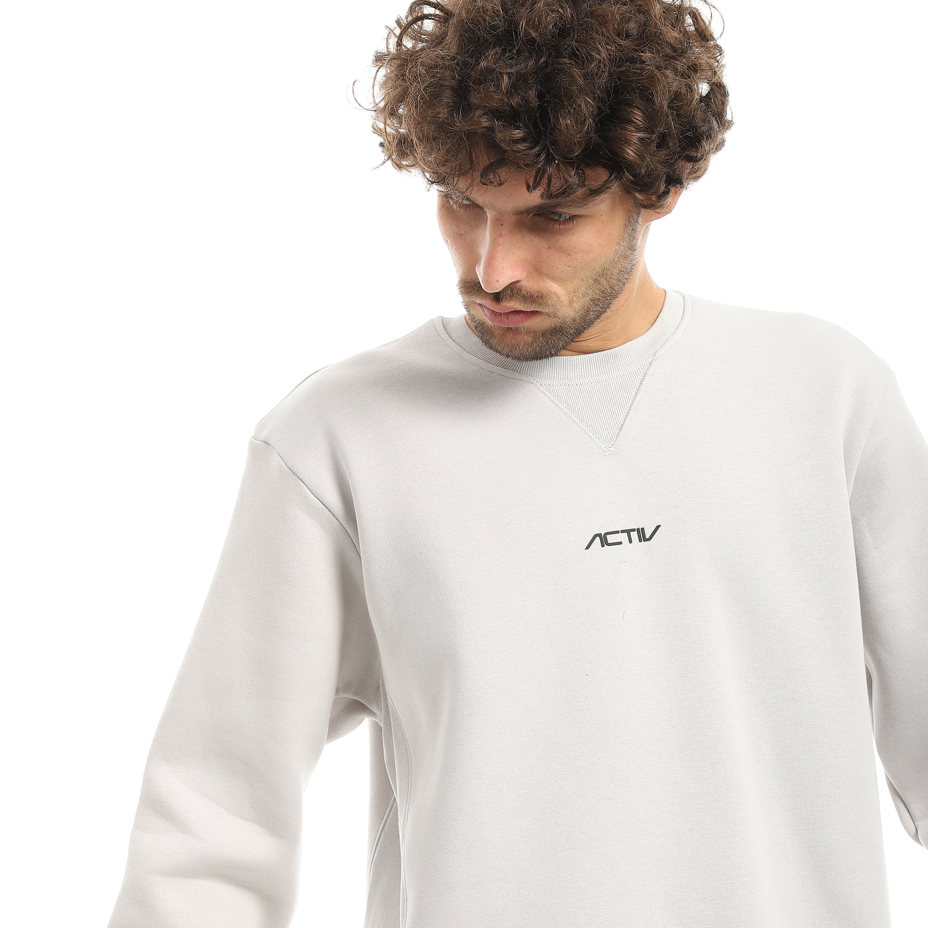 REGULAR FIT V-STITCH SWEATSHIR - L.GREY
