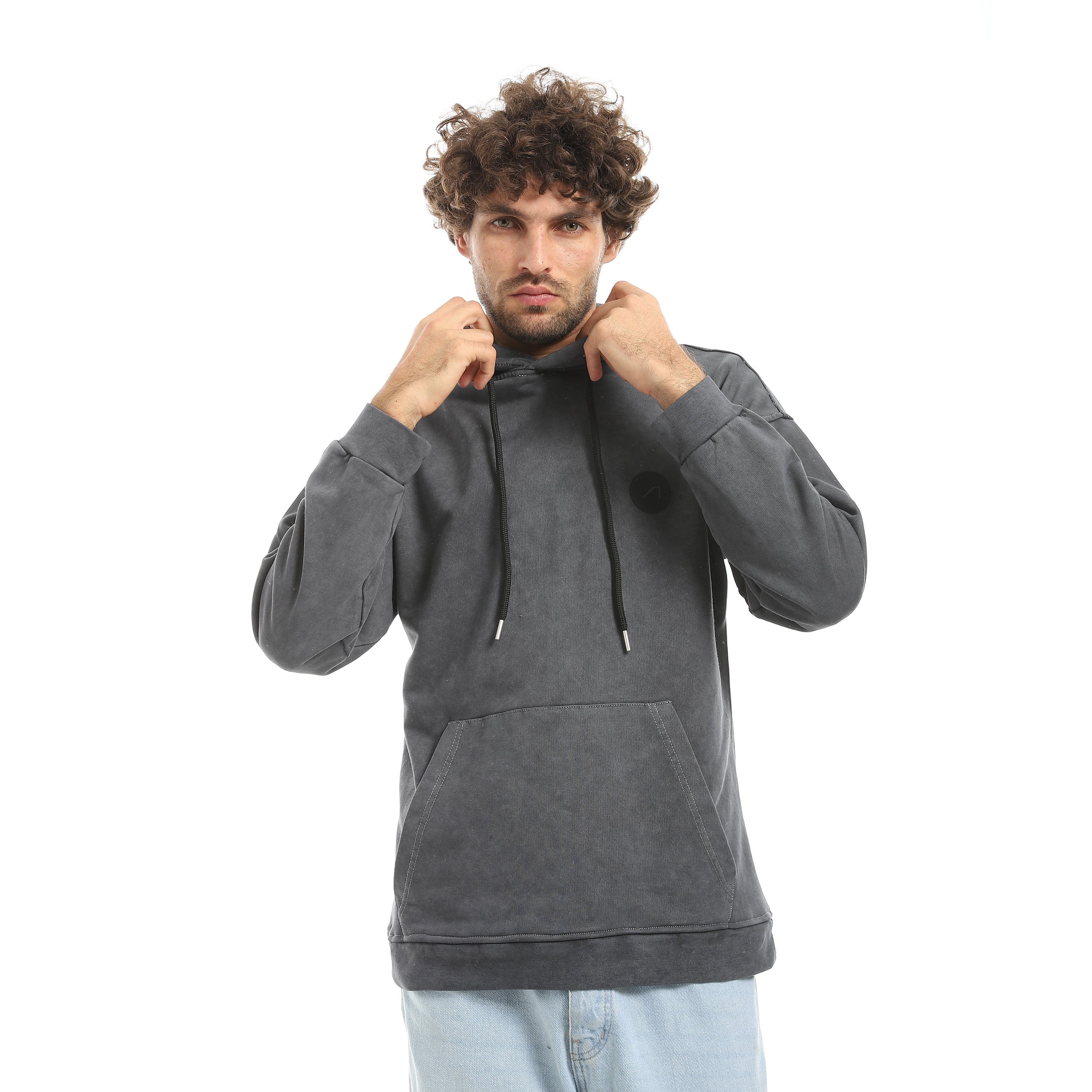 CHARCOAL WASH OVERSIZED HOODIE - GREY