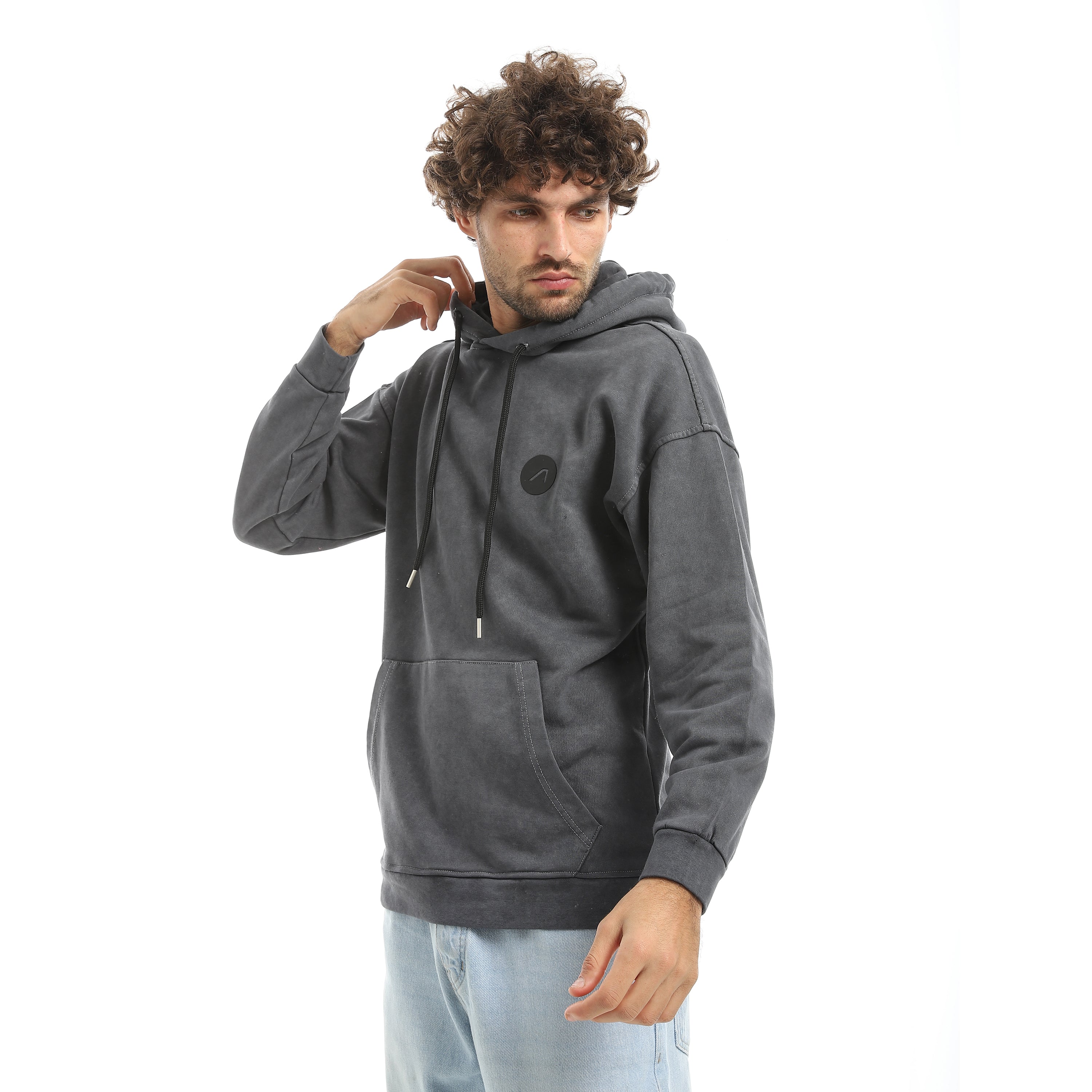 CHARCOAL WASH OVERSIZED HOODIE - GREY