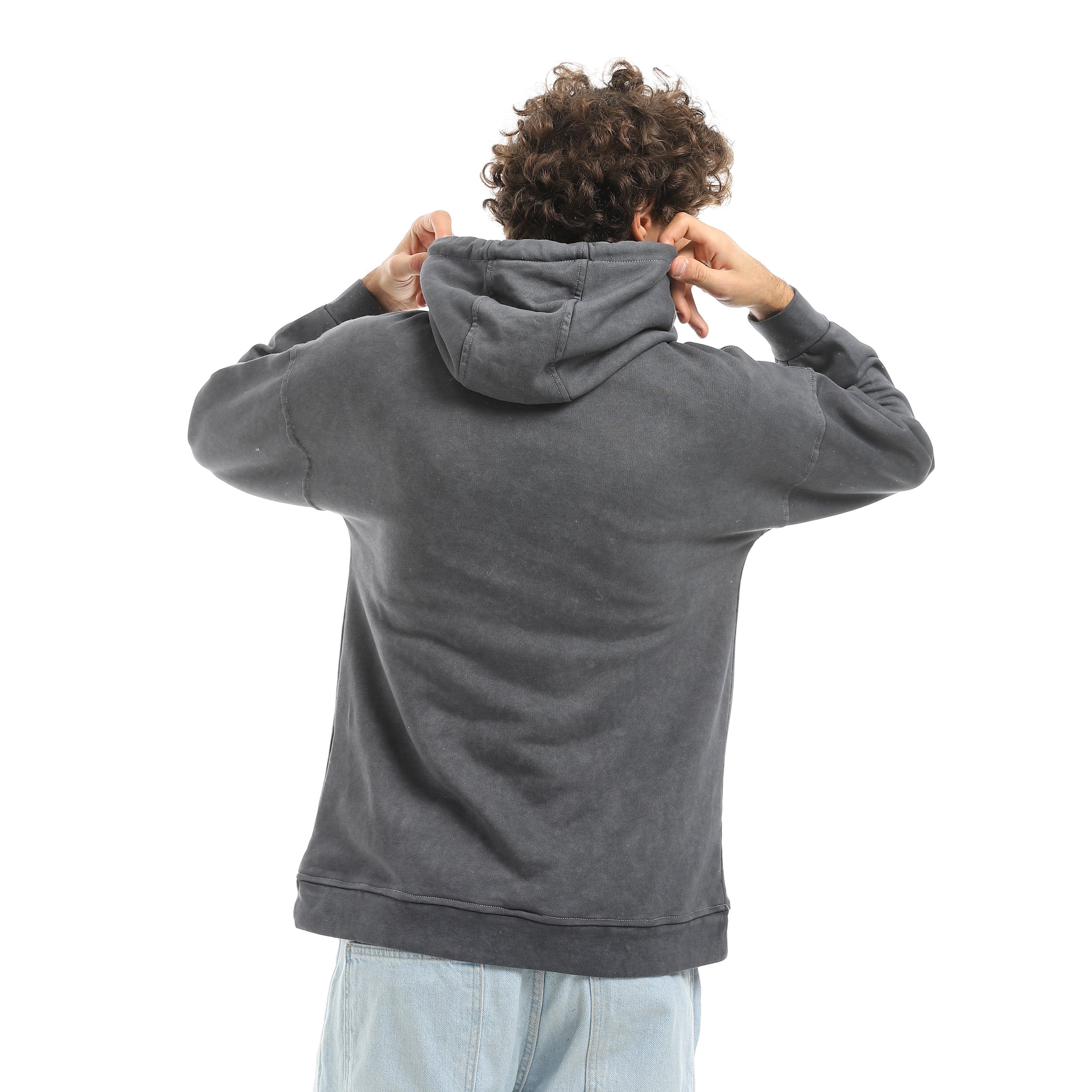 CHARCOAL WASH OVERSIZED HOODIE - GREY
