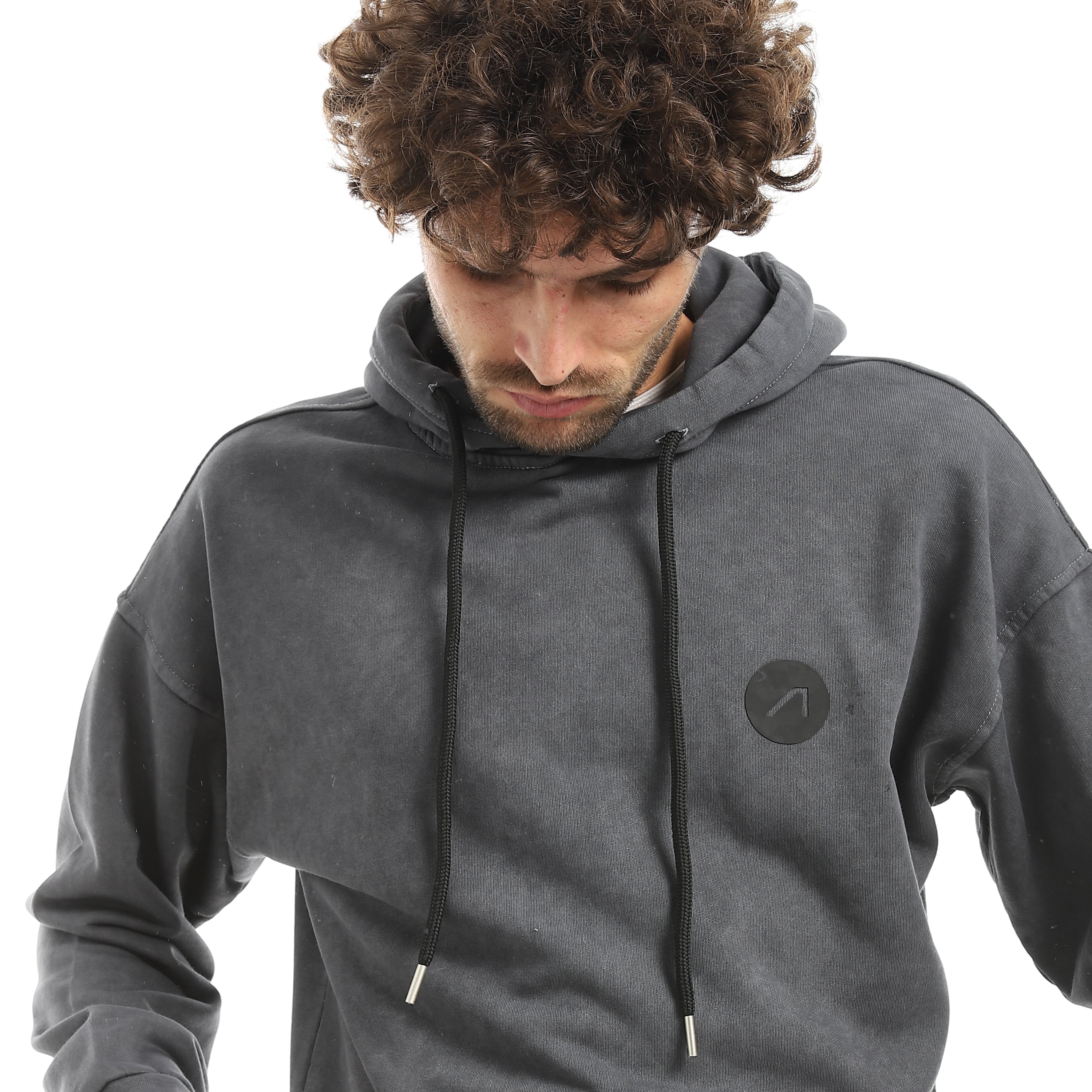 CHARCOAL WASH OVERSIZED HOODIE - GREY