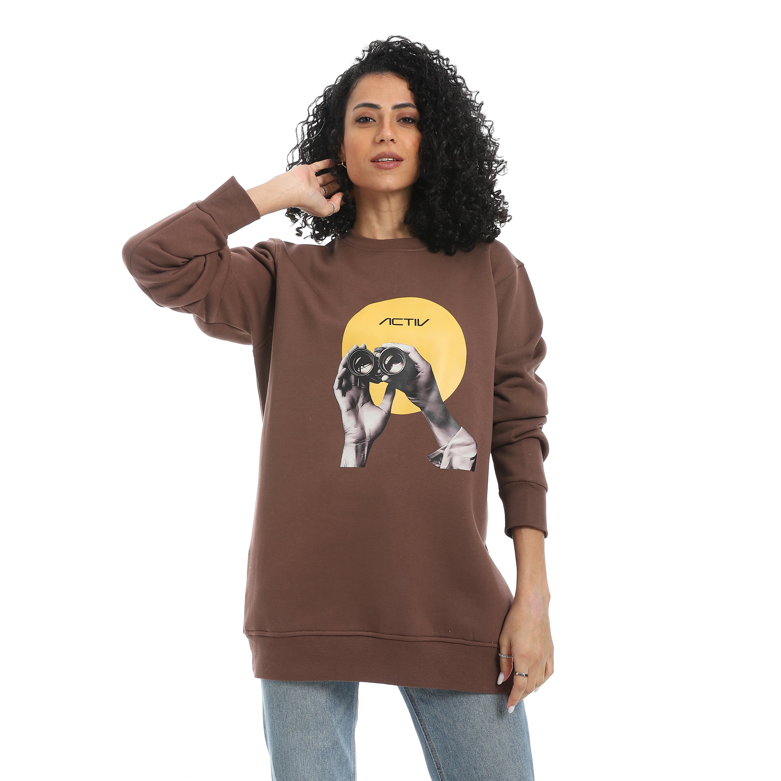 SCOPE PRINT SWEATSHIRT - بني