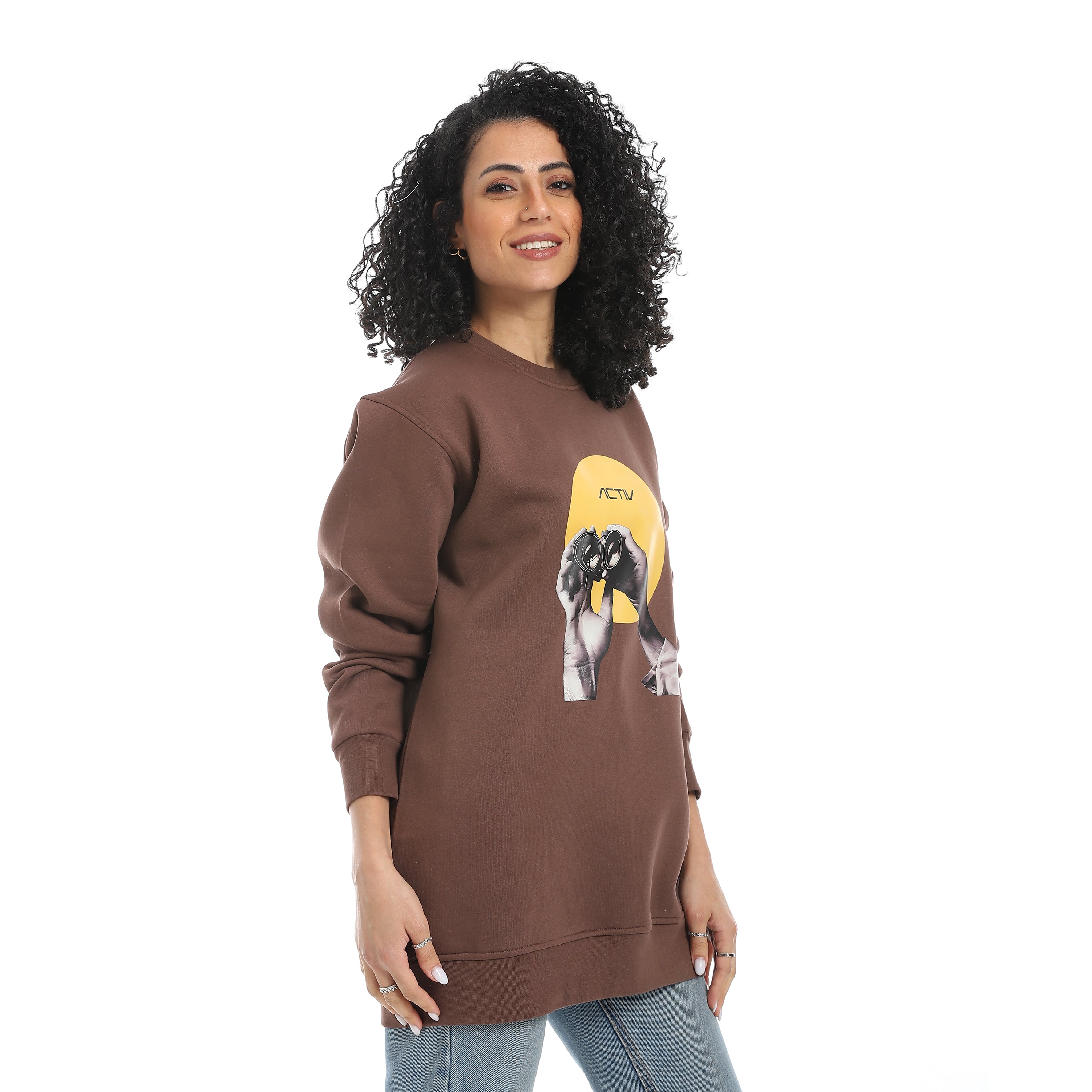 SCOPE PRINT SWEATSHIRT - بني