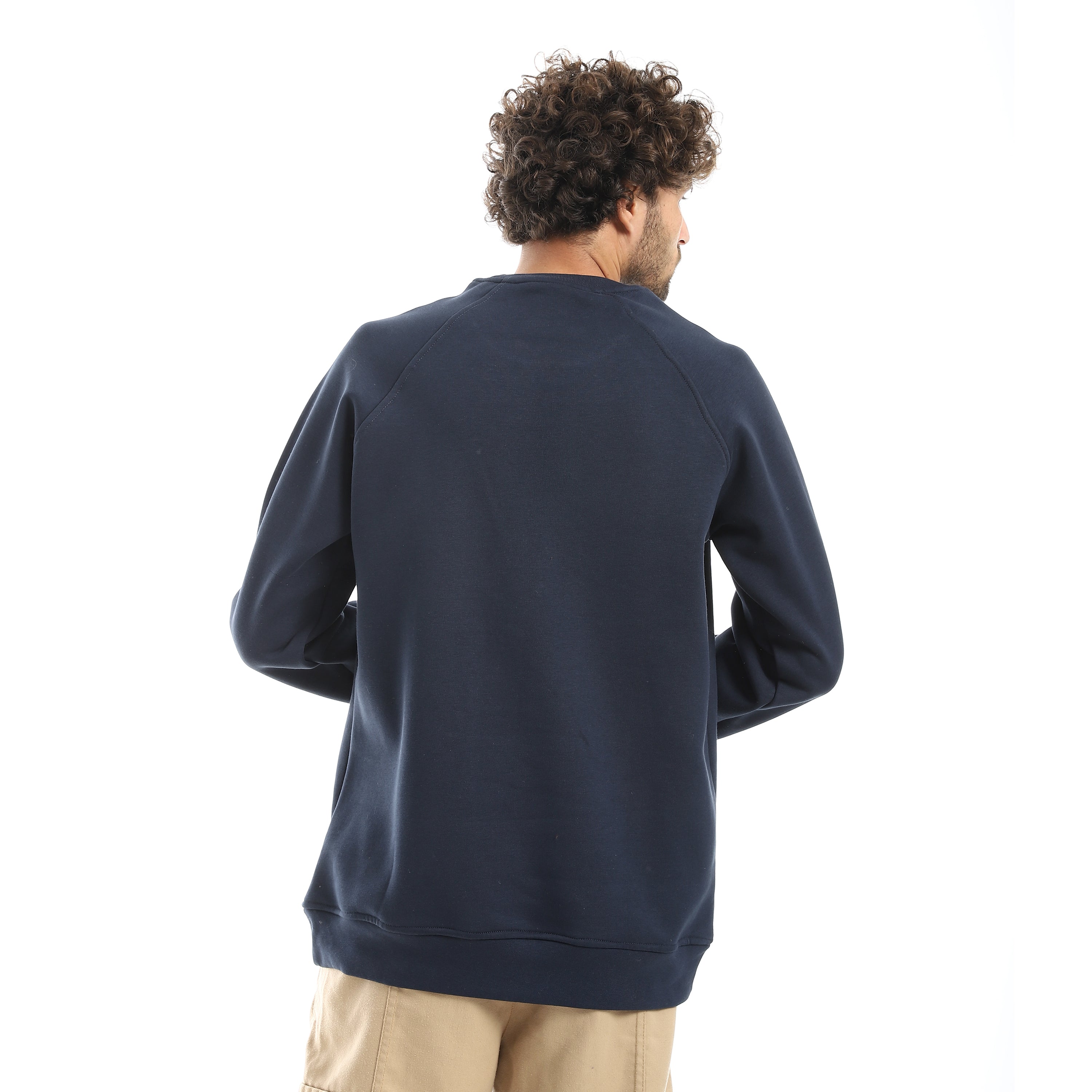 LOGO PRINT OVERSIZED CREWNECK - D.BLUE