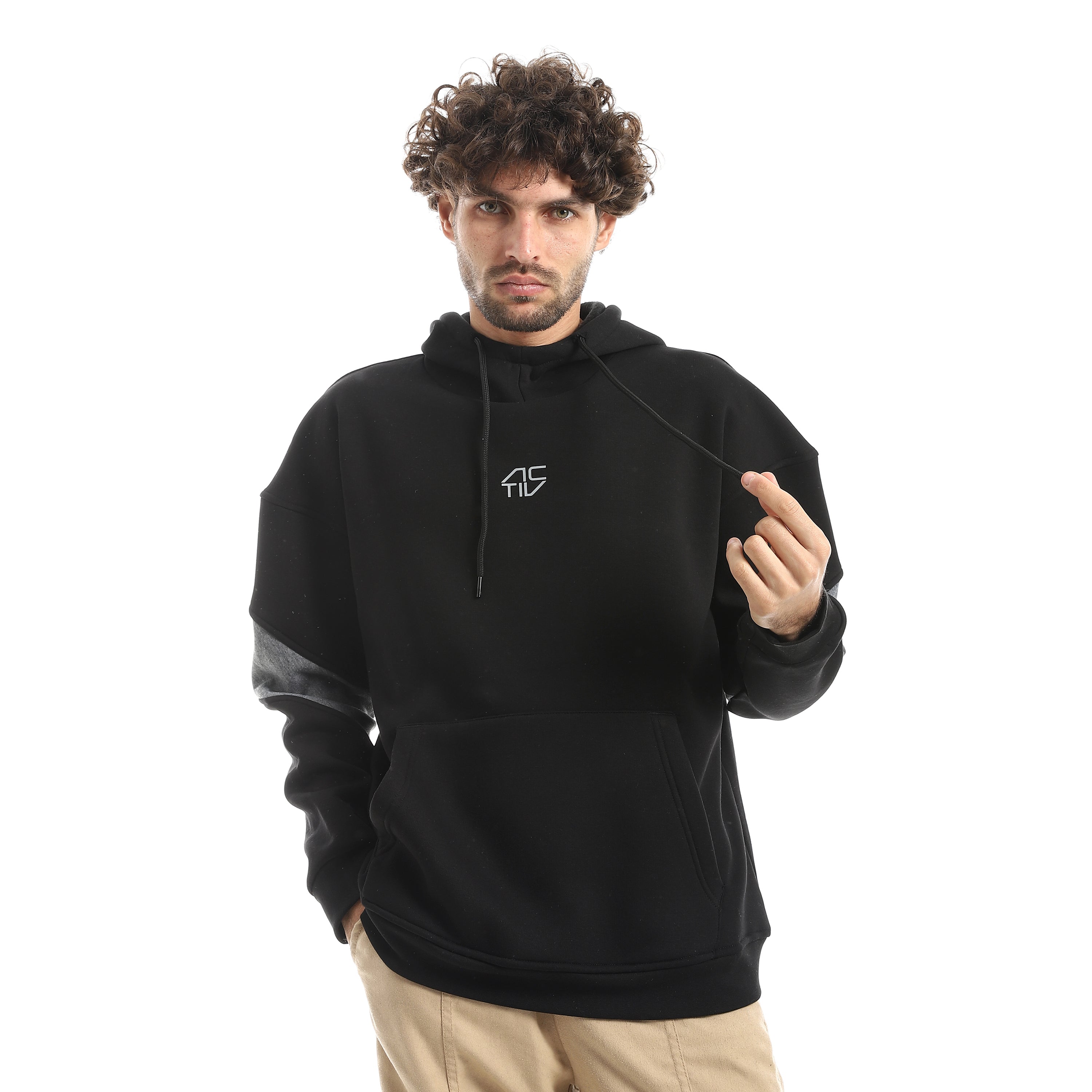 سويت شيرت اكتف رجالي بزنط - اسود*رمادي