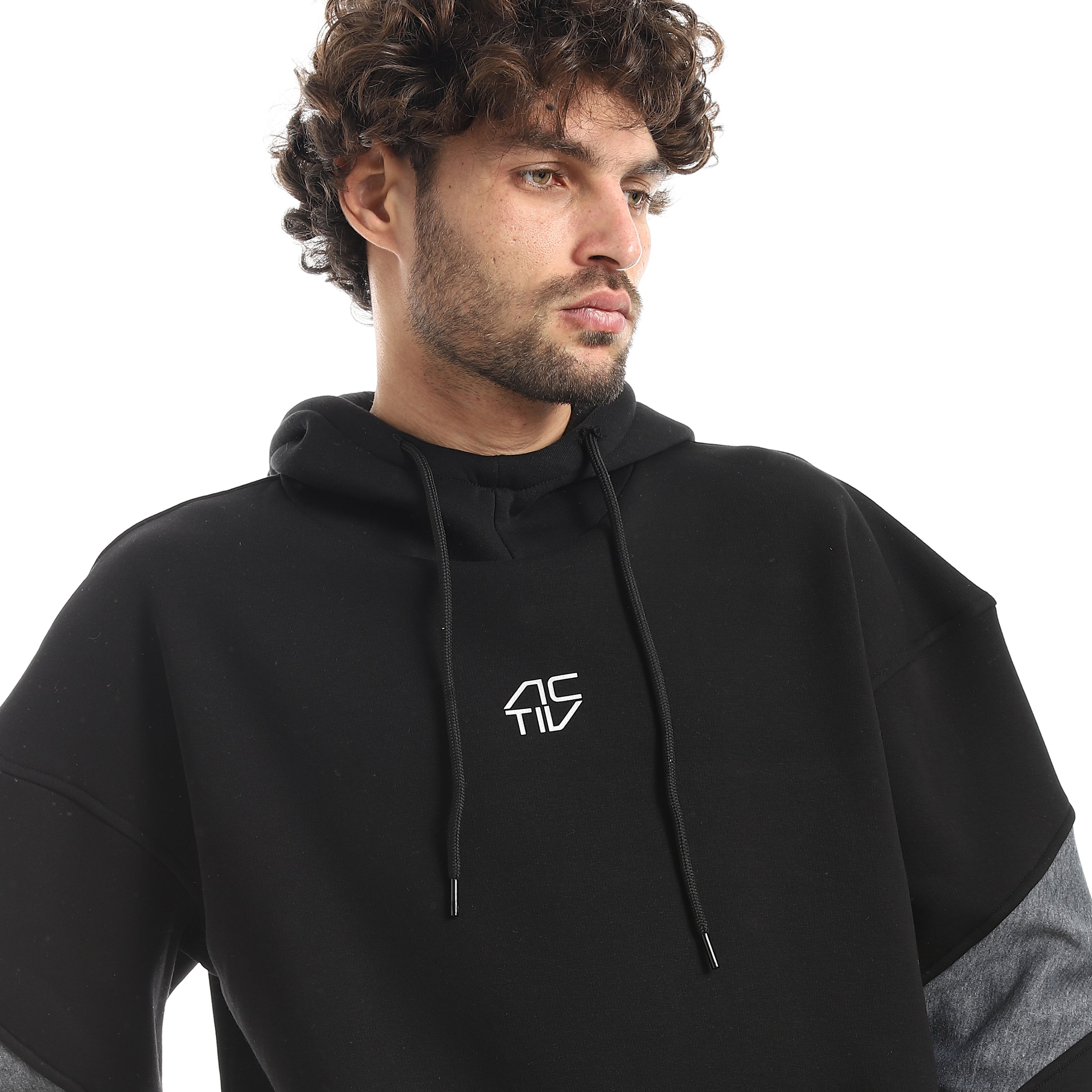 سويت شيرت اكتف رجالي بزنط - اسود*رمادي