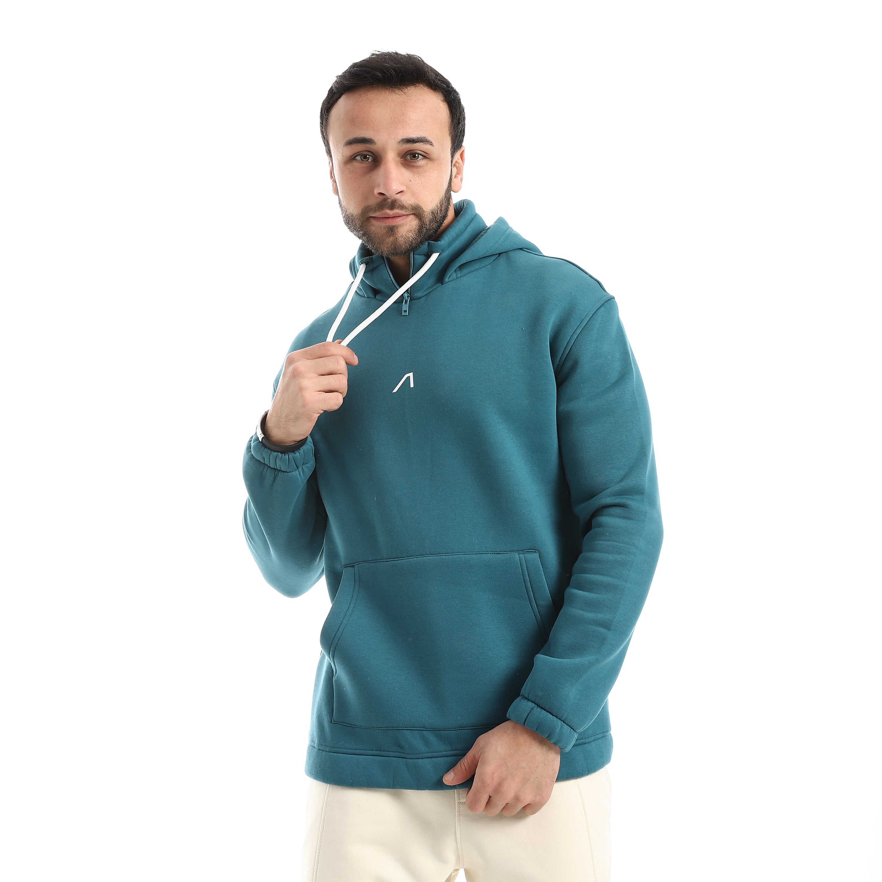 STAND ZIP-NECK OVERSIZE HOODIE - PETROL