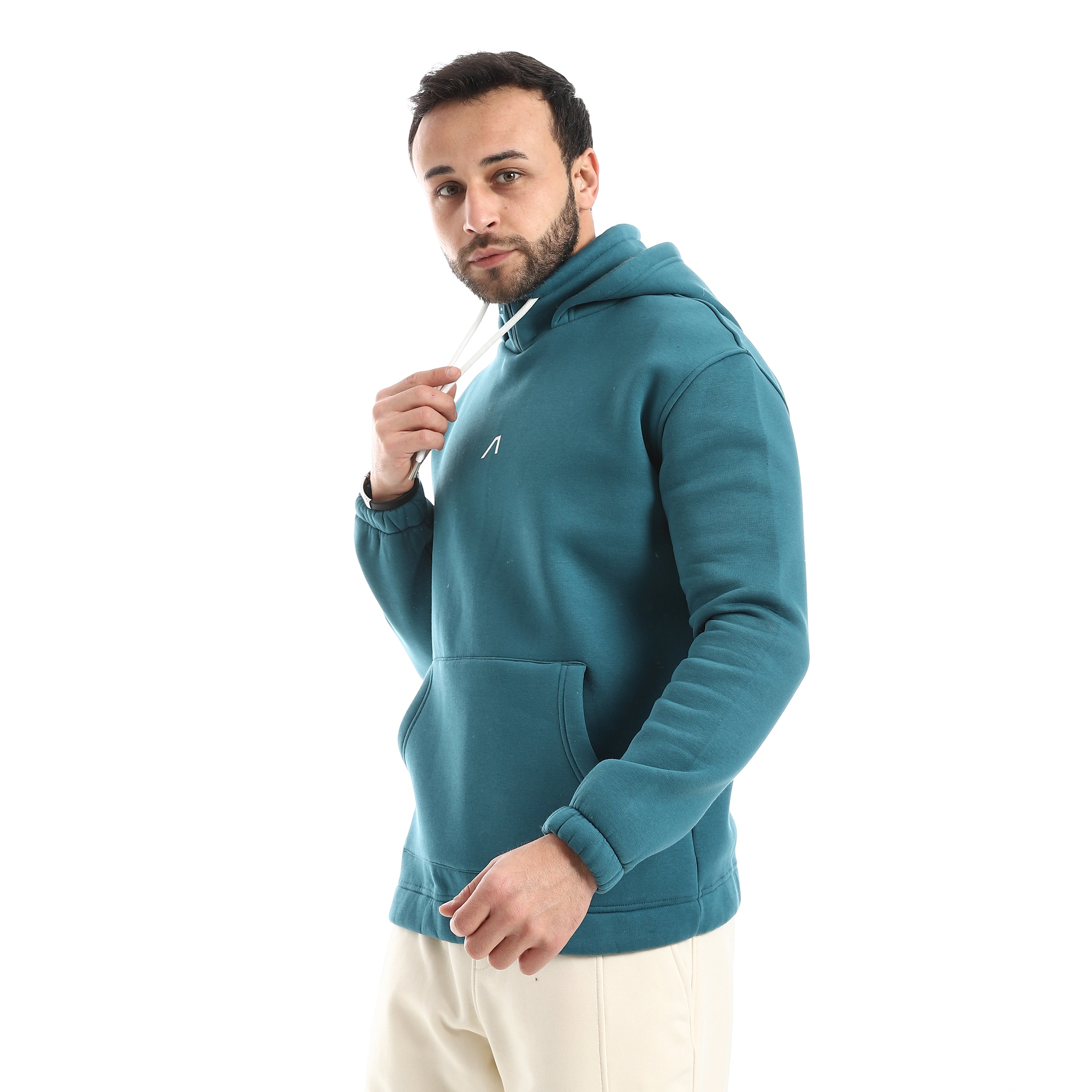 STAND ZIP-NECK OVERSIZE HOODIE - PETROL