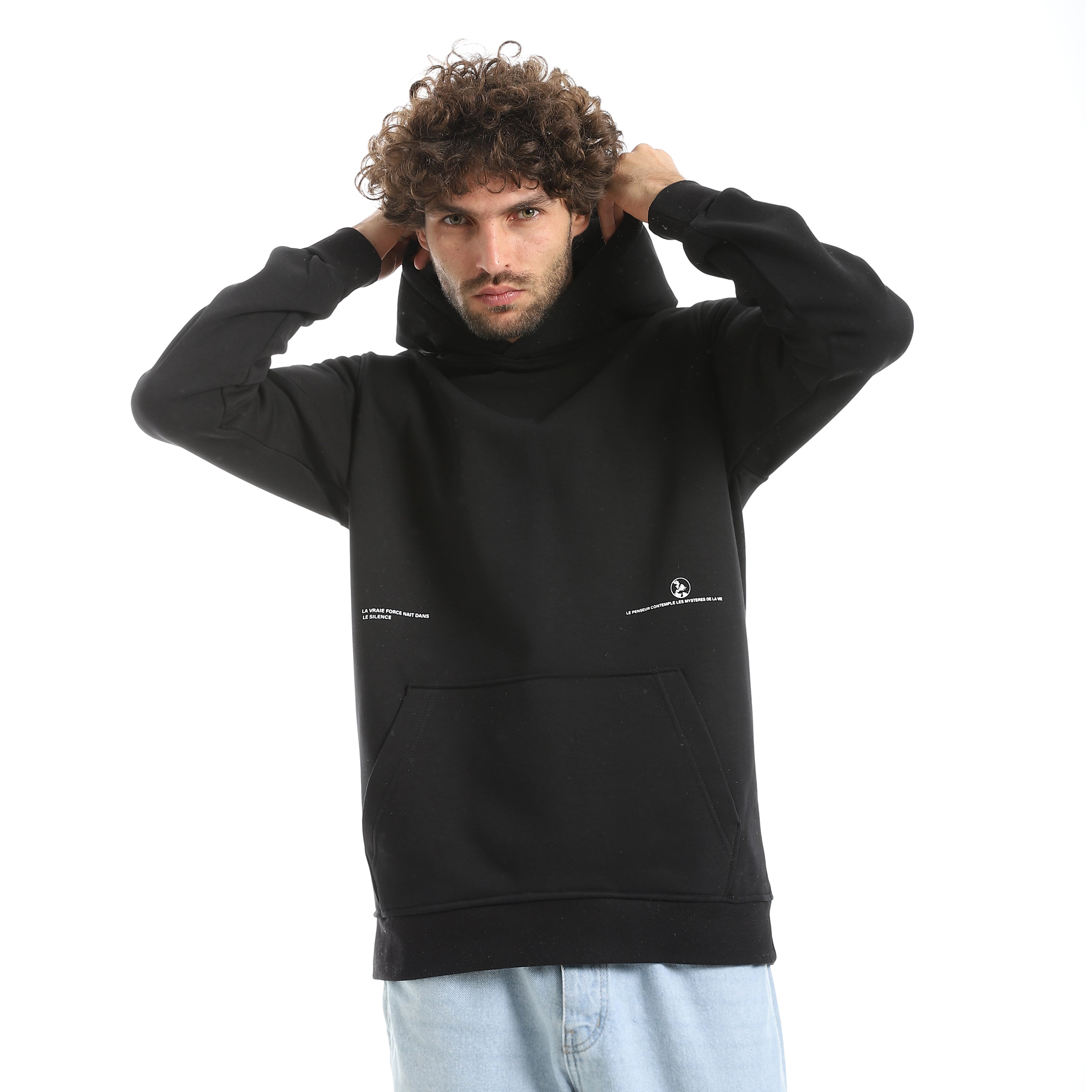 سويت شيرت اكتف رجالي كابشون - اسود