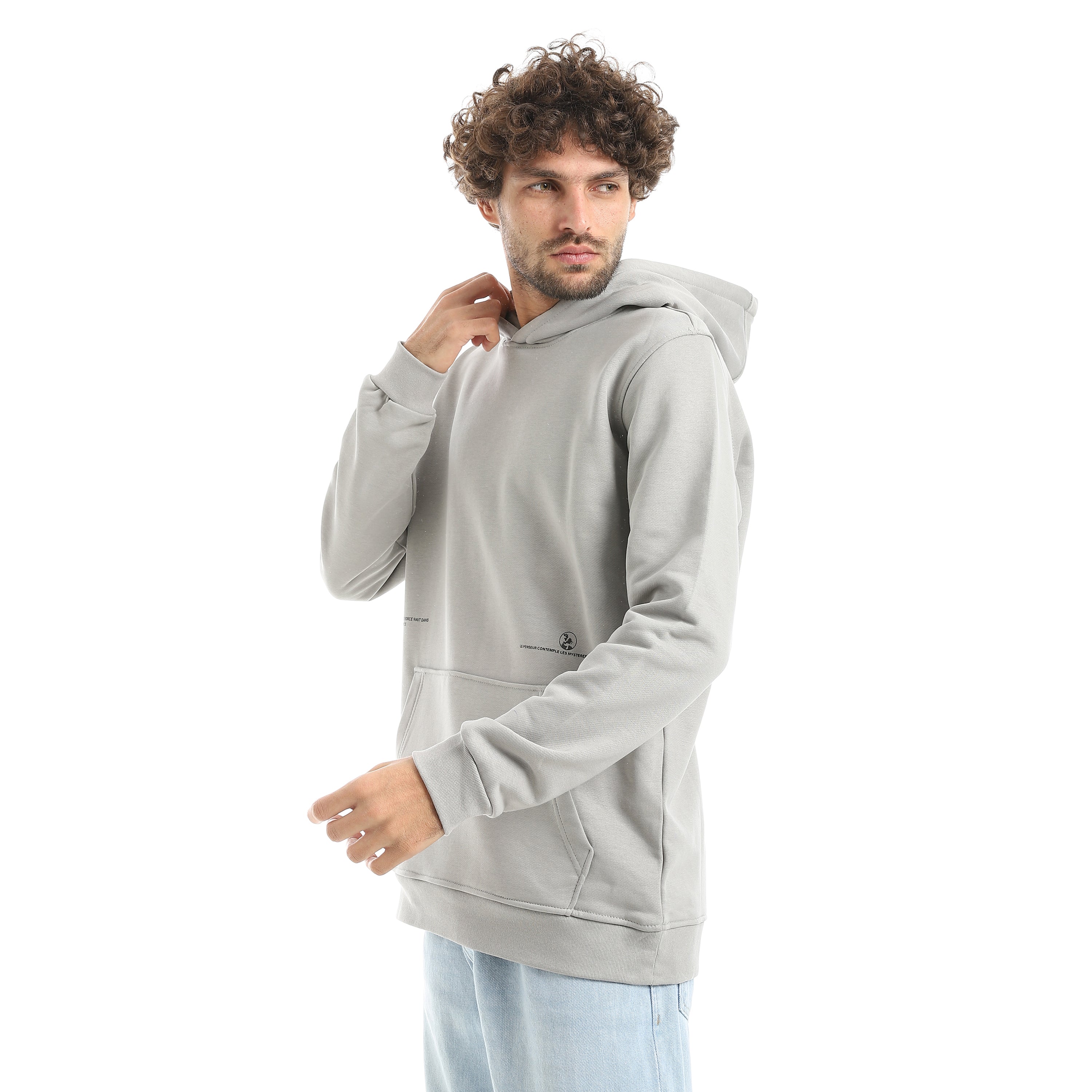 سويت شيرت اكتف رجالي كابشون - رمادي