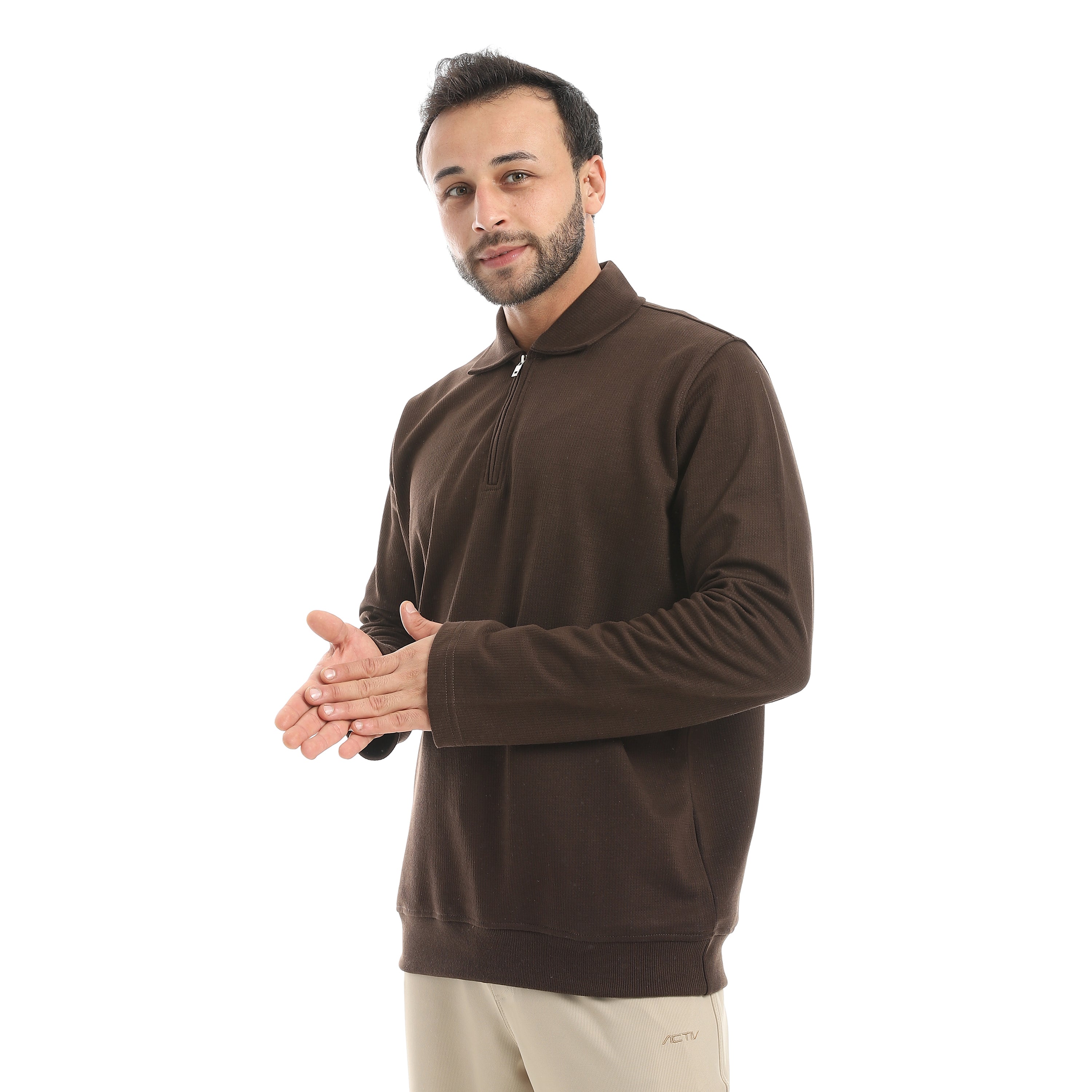 سويت شيرت ياقه2T&A - بني