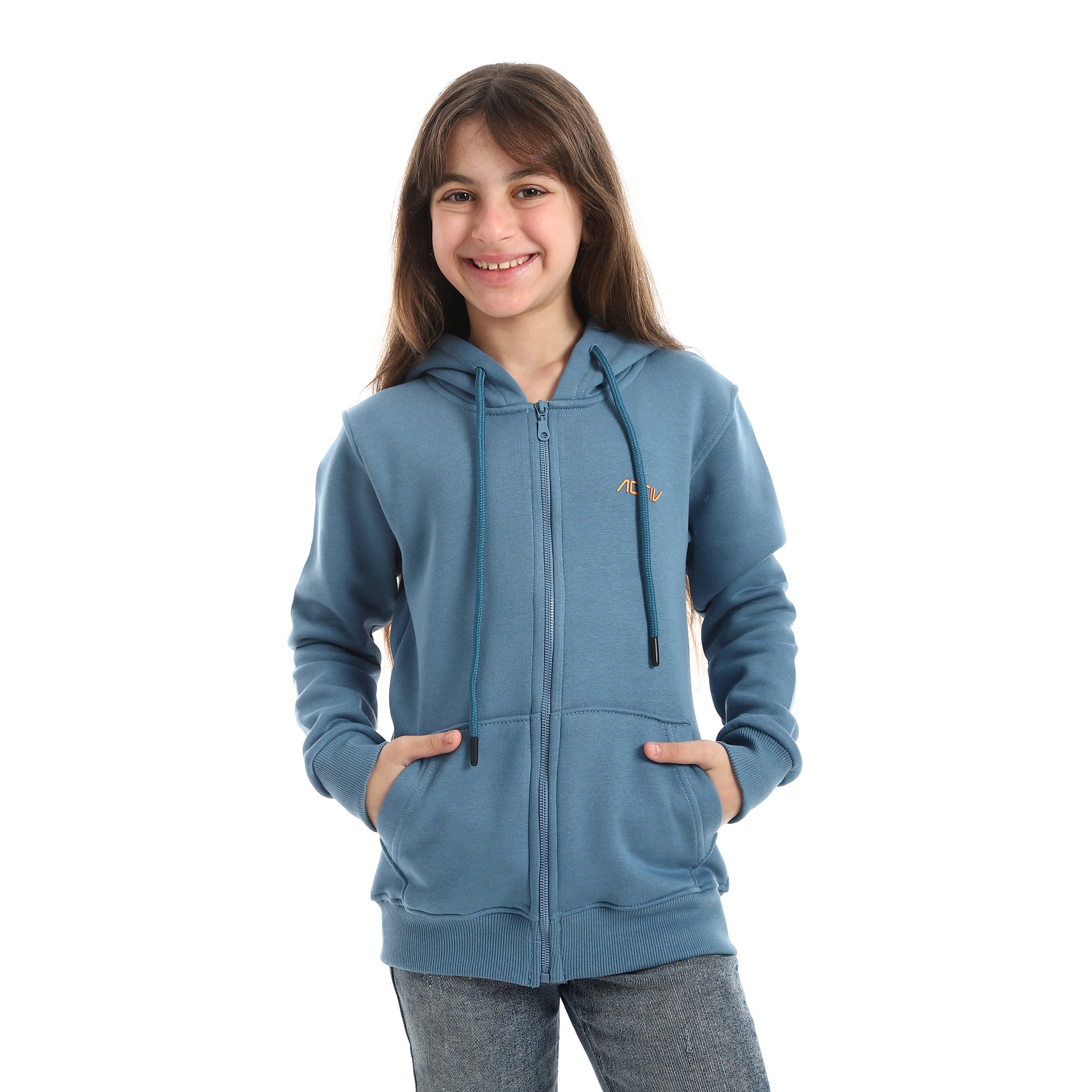 سويتشيرت هودي اكتف بناتي سوستة - انديجو