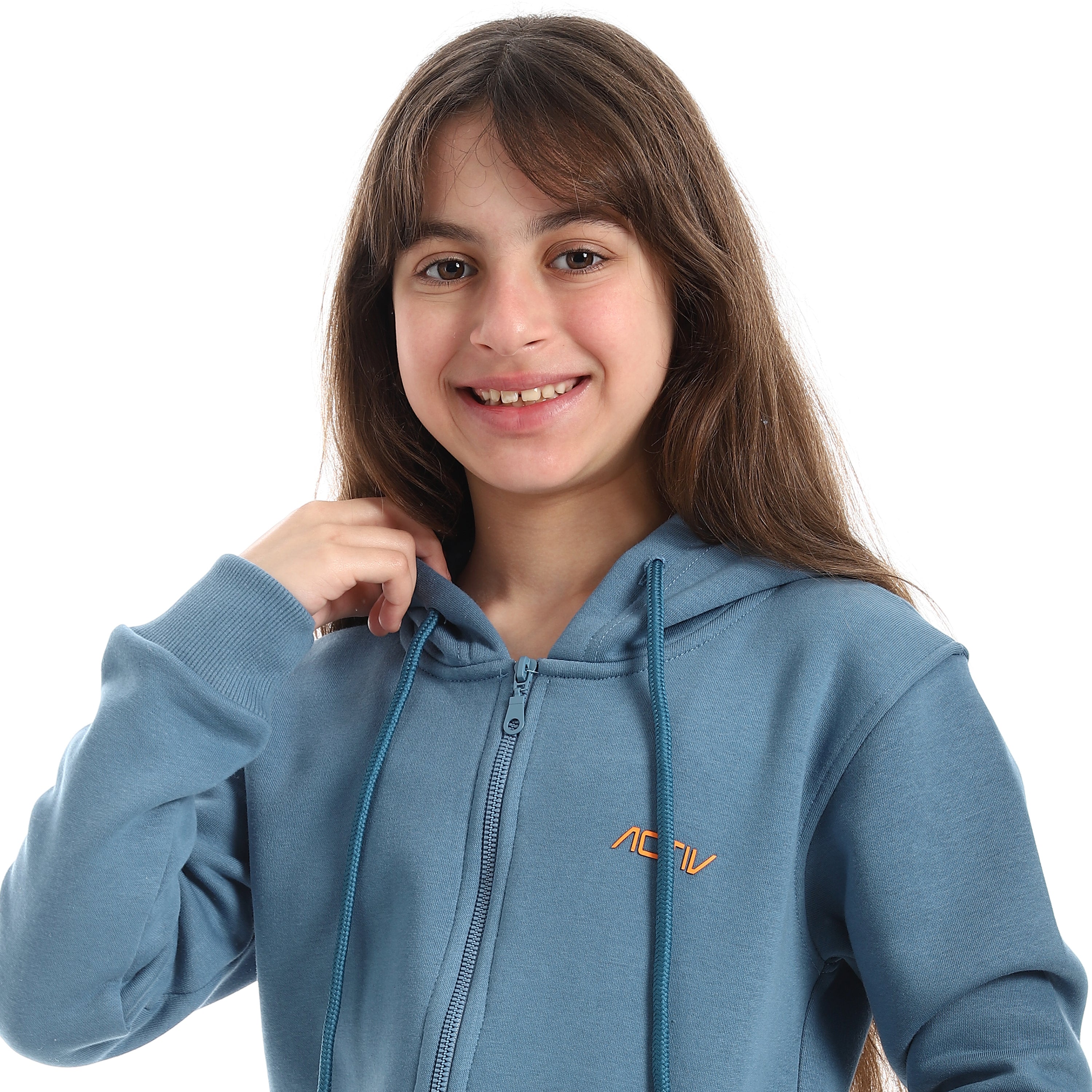 سويتشيرت هودي اكتف بناتي سوستة - انديجو