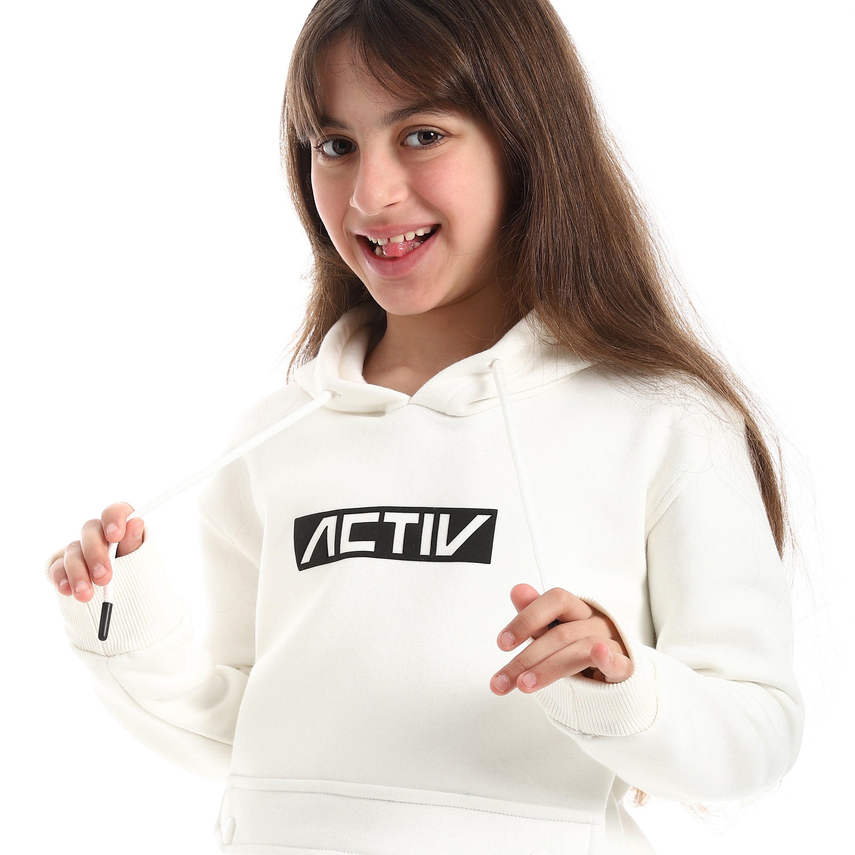 ACTIV GIRLS' HOODIE - WHITE