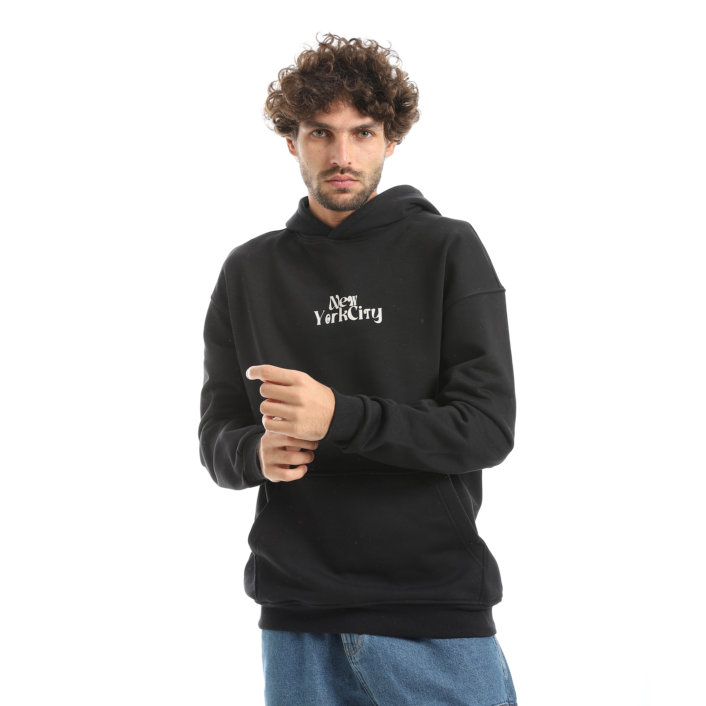 سويت شيرت اكفت رجالي كابشون - اسود