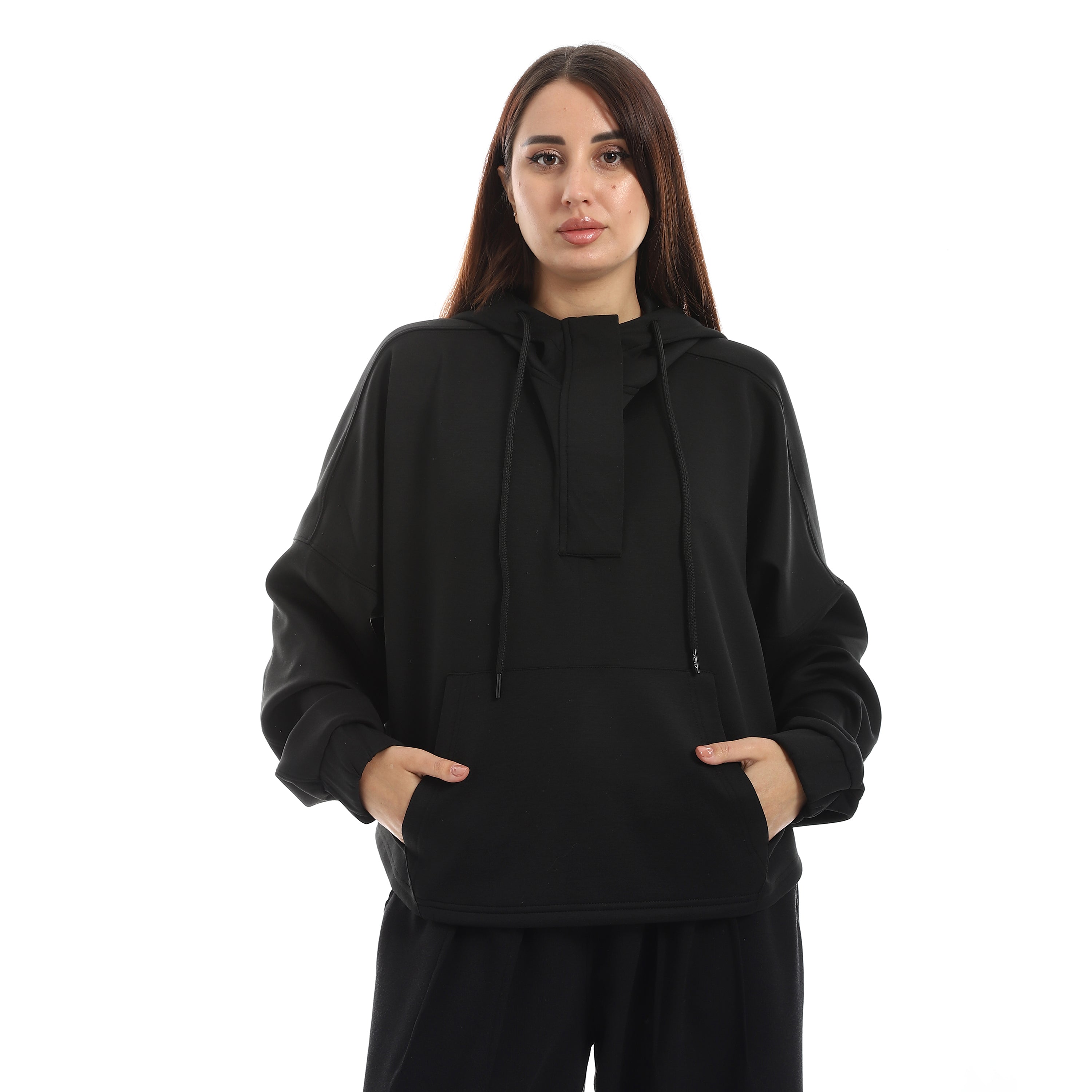 SOFT OVERSIZ ZIP-UP SWEATSHIRT - BLACK