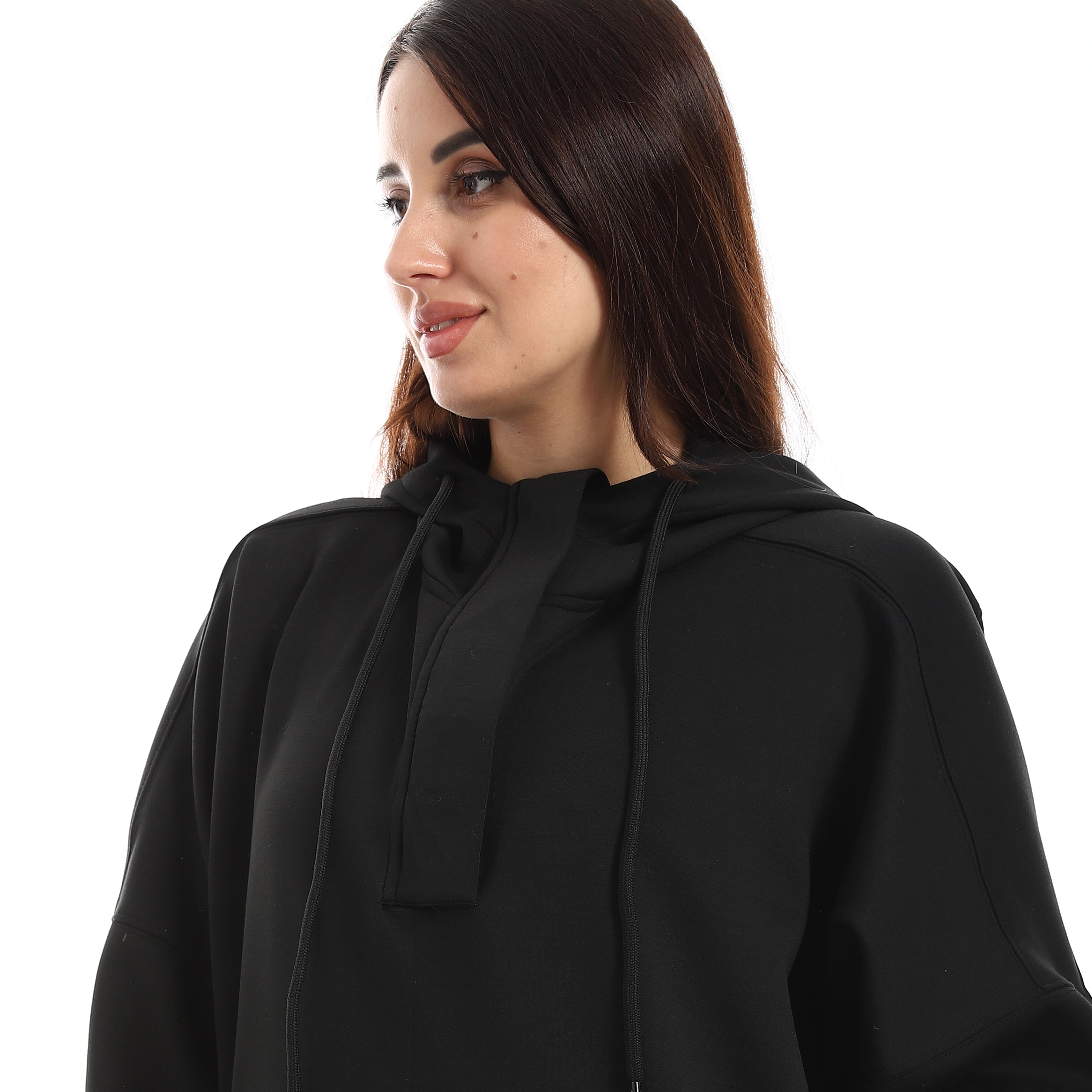 SOFT OVERSIZ ZIP-UP SWEATSHIRT - BLACK