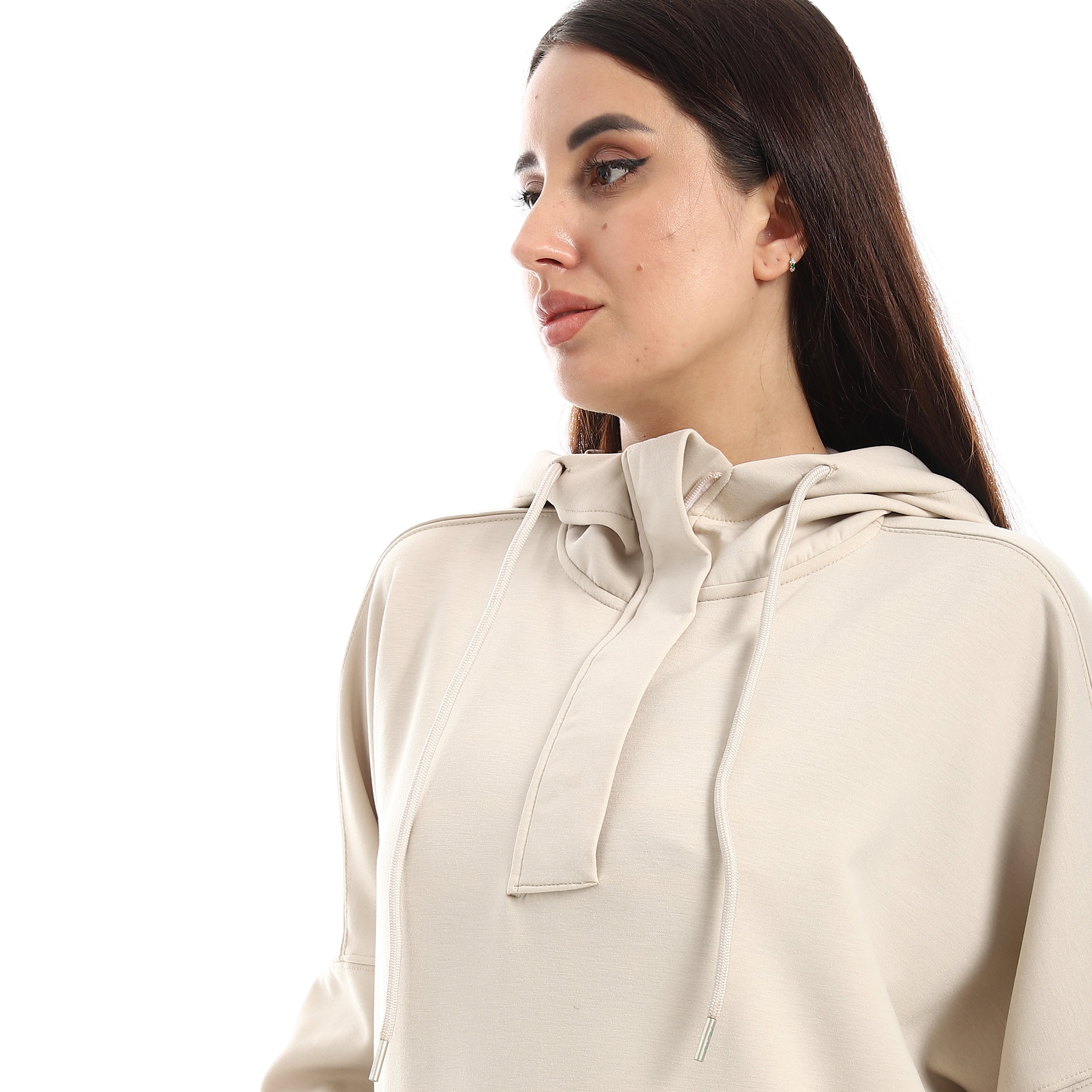 SOFT OVERSIZ ZIP-UP SWEATSHIRT - BEIGE