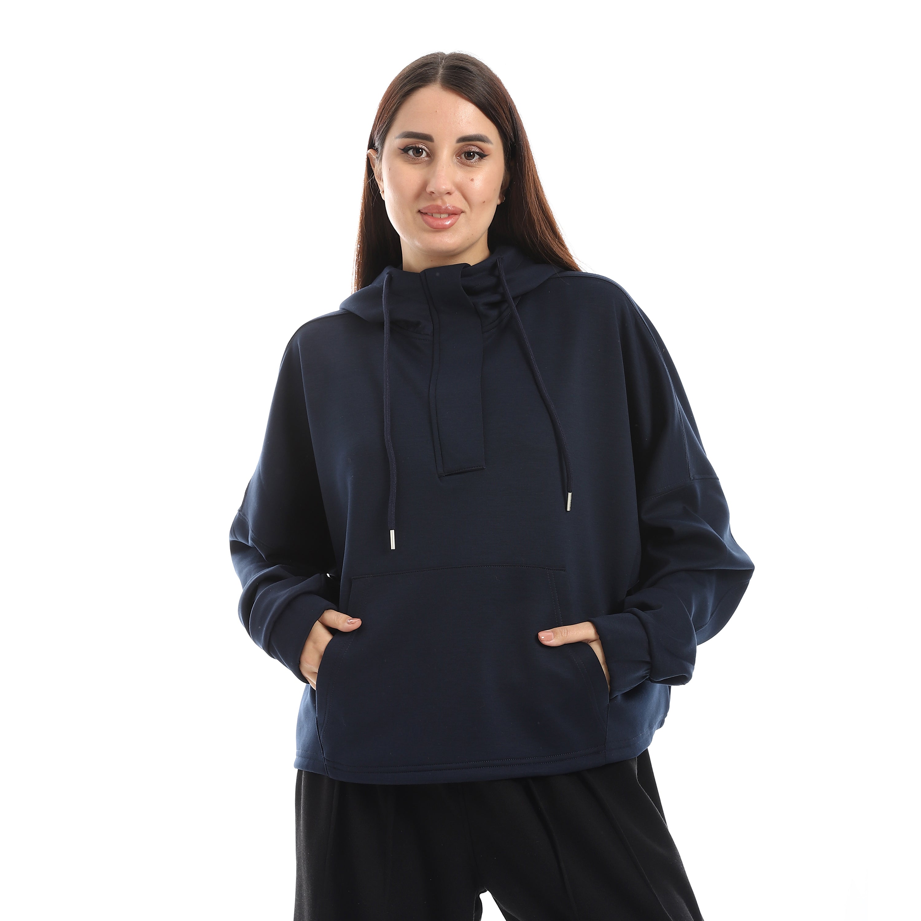 SOFT OVERSIZ ZIP-UP SWEATSHIRT - DARK BLU