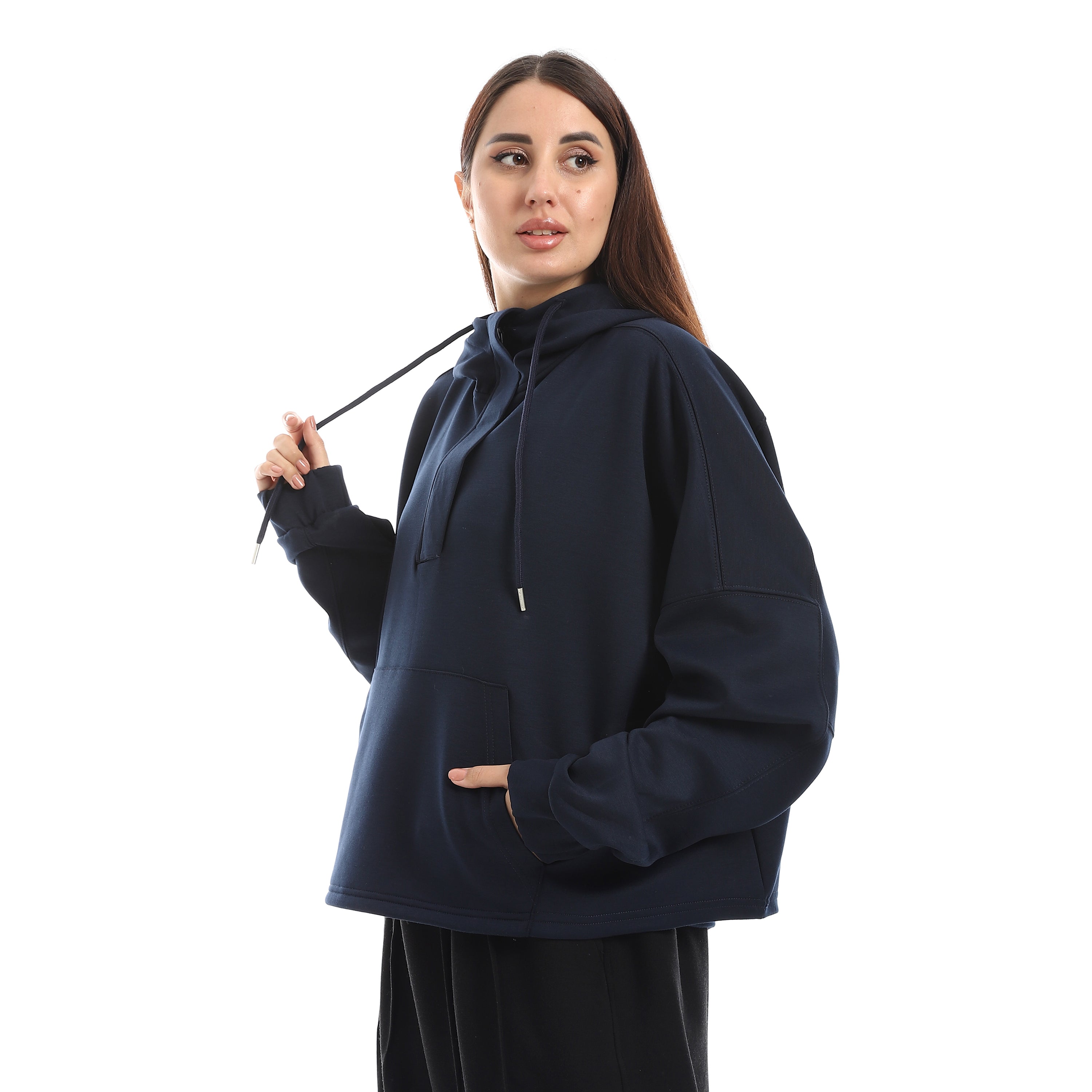 SOFT OVERSIZ ZIP-UP SWEATSHIRT - DARK BLU