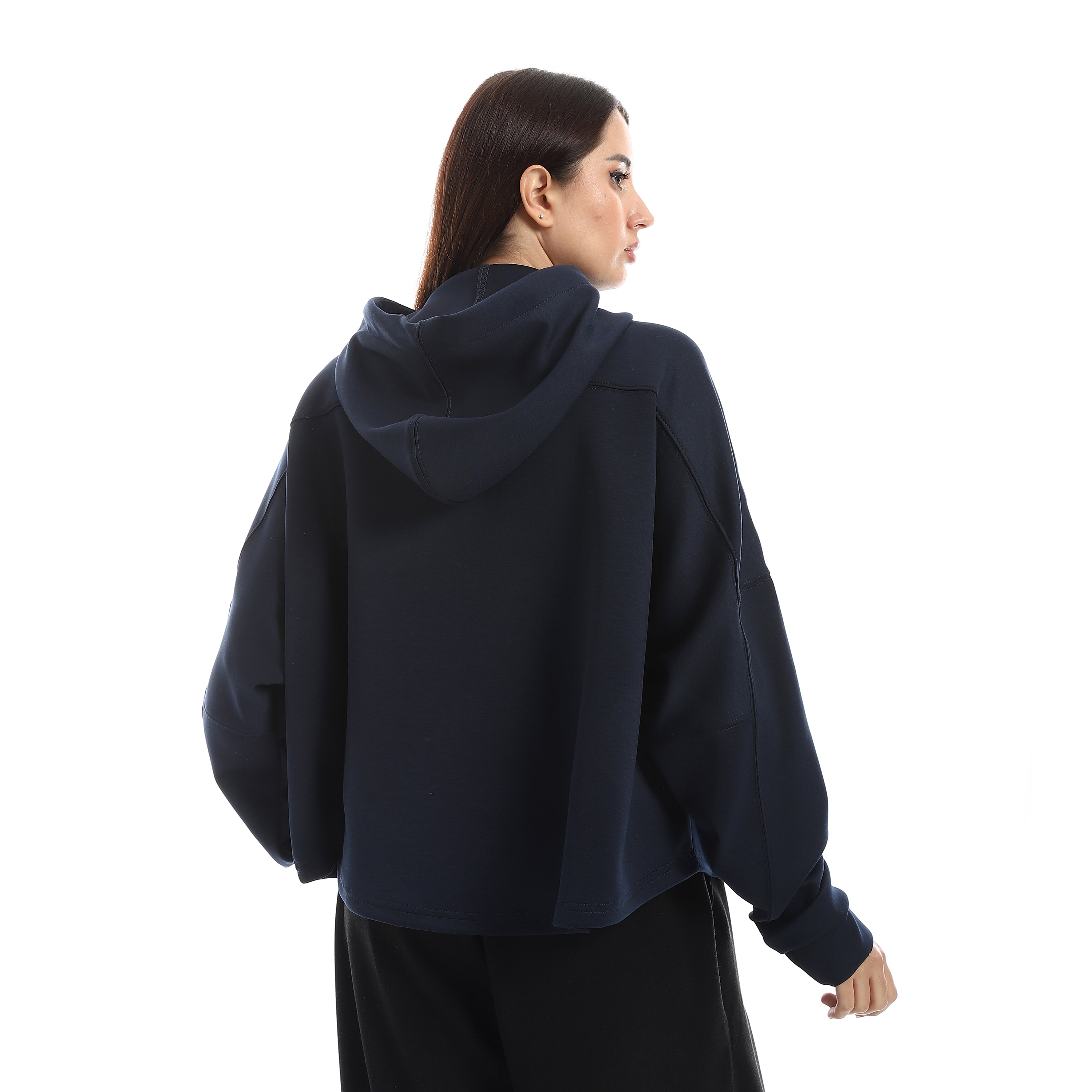 SOFT OVERSIZ ZIP-UP SWEATSHIRT - DARK BLU