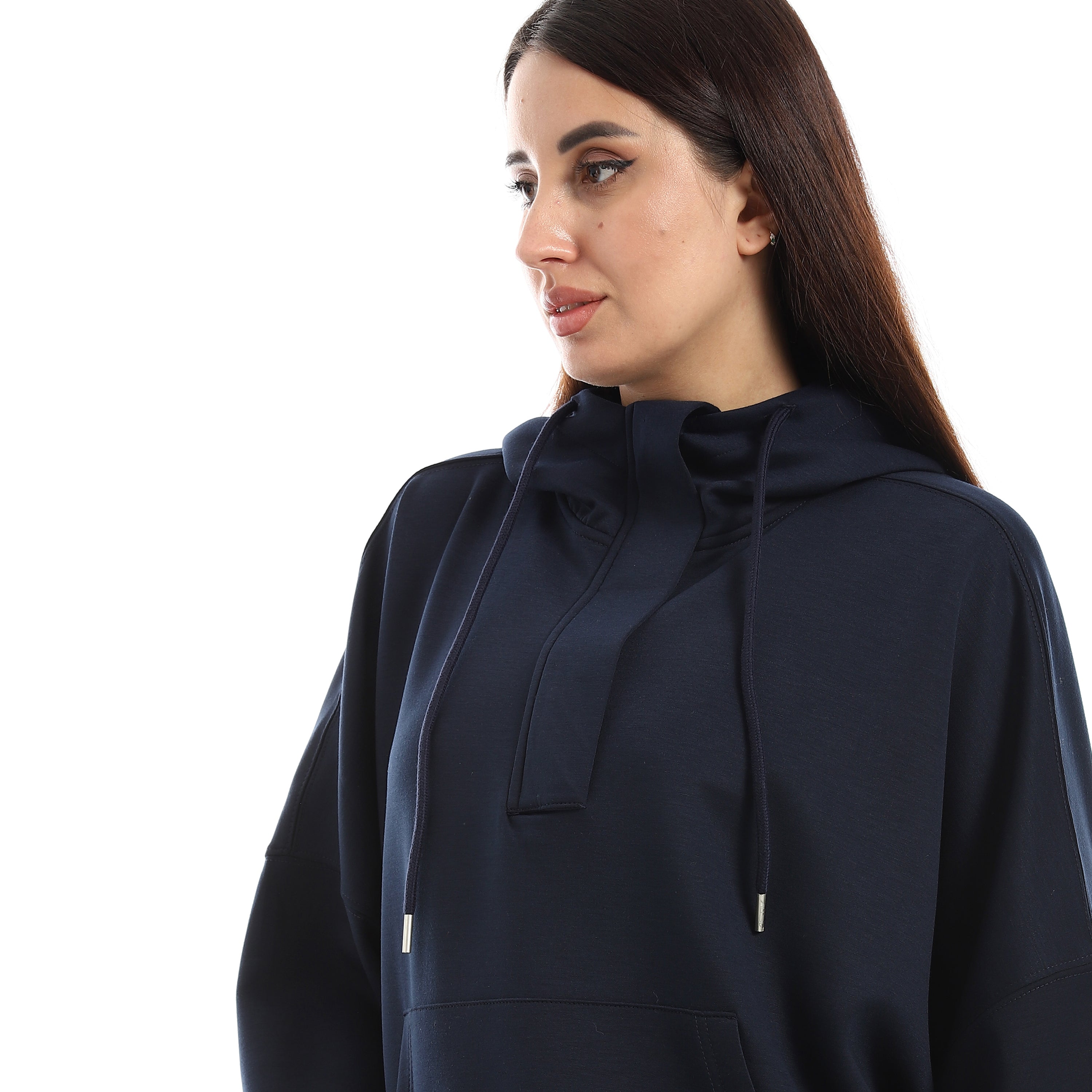 SOFT OVERSIZ ZIP-UP SWEATSHIRT - DARK BLU