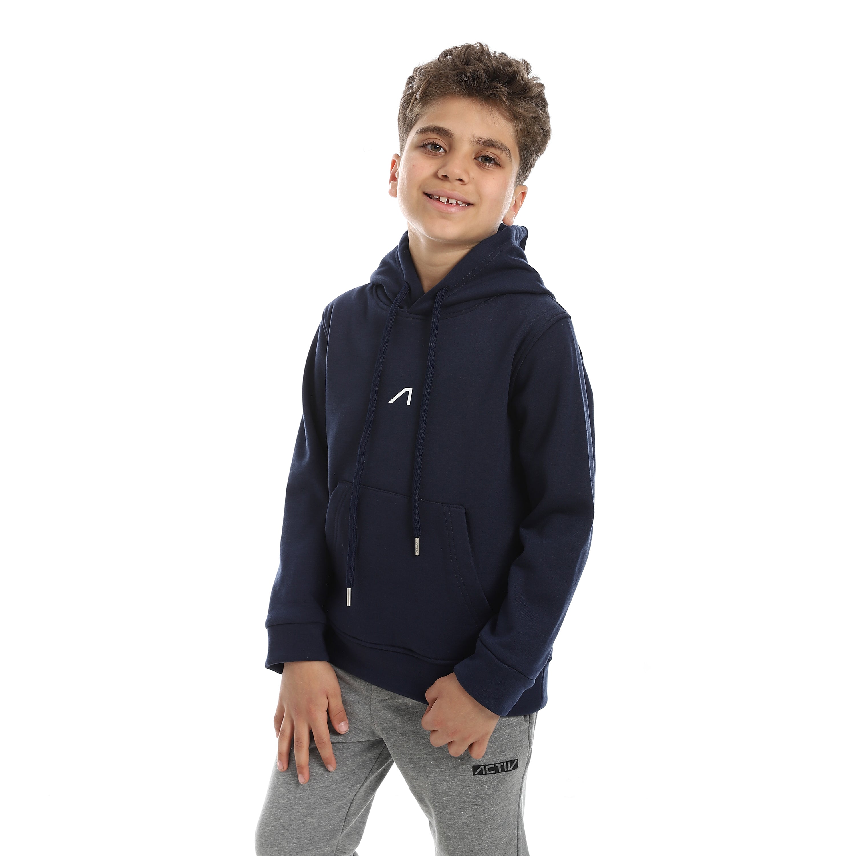 BOYS OVERSIZED BASIC HOODIE - D.BLUE