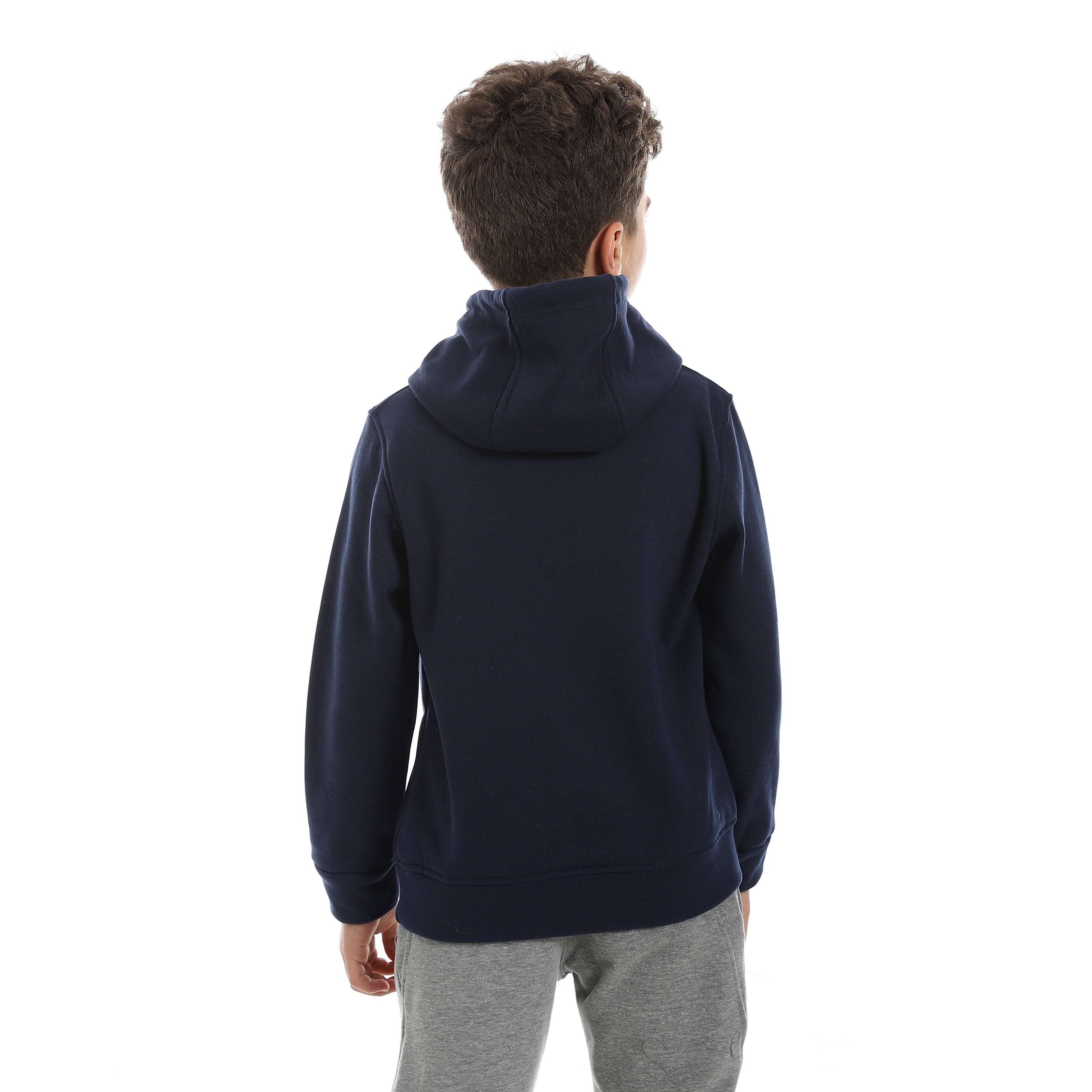 BOYS OVERSIZED BASIC HOODIE - D.BLUE