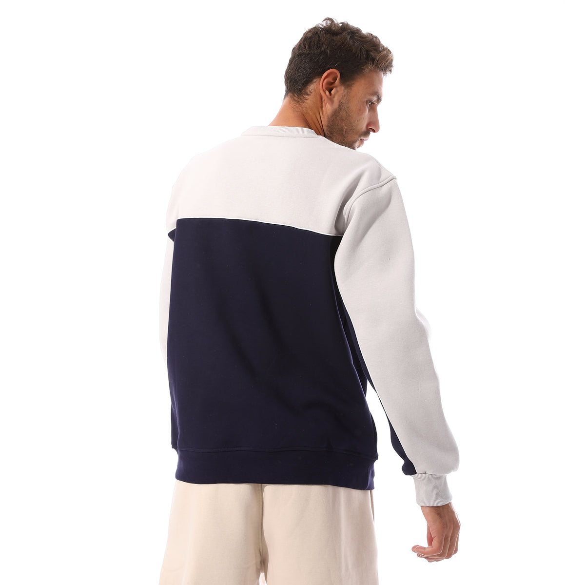 CONTRAST CREWNECK SWEATSHIRT - NVY & GRY