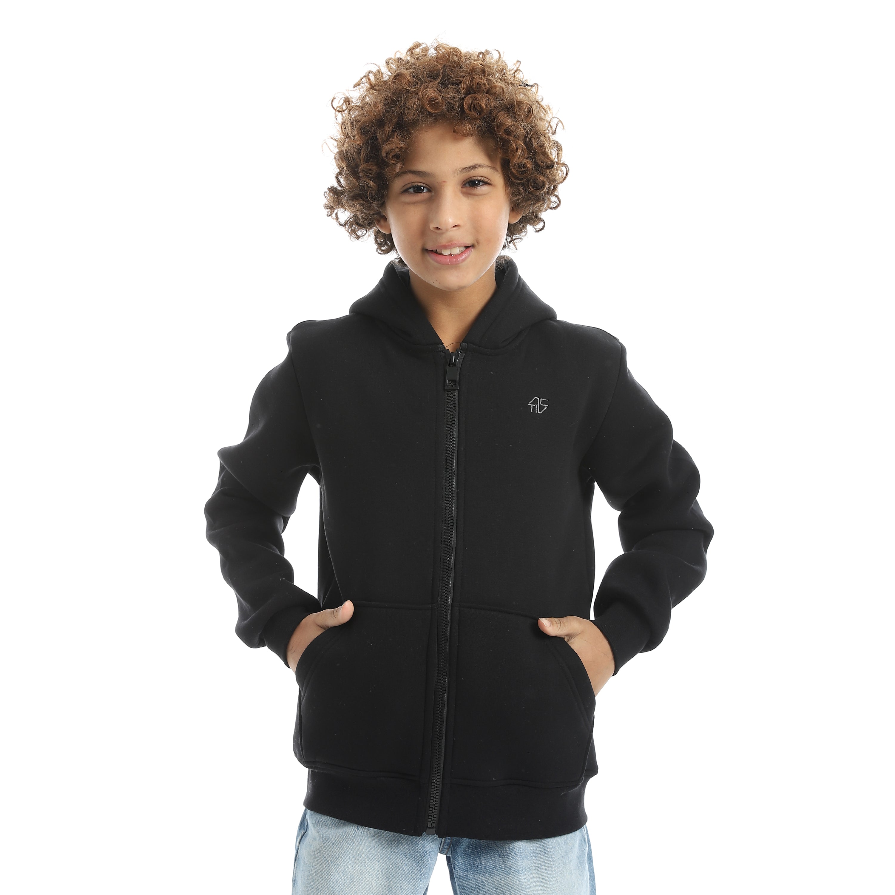 سويتشيرت اكتف سوستة كاملة بزنط - اسود