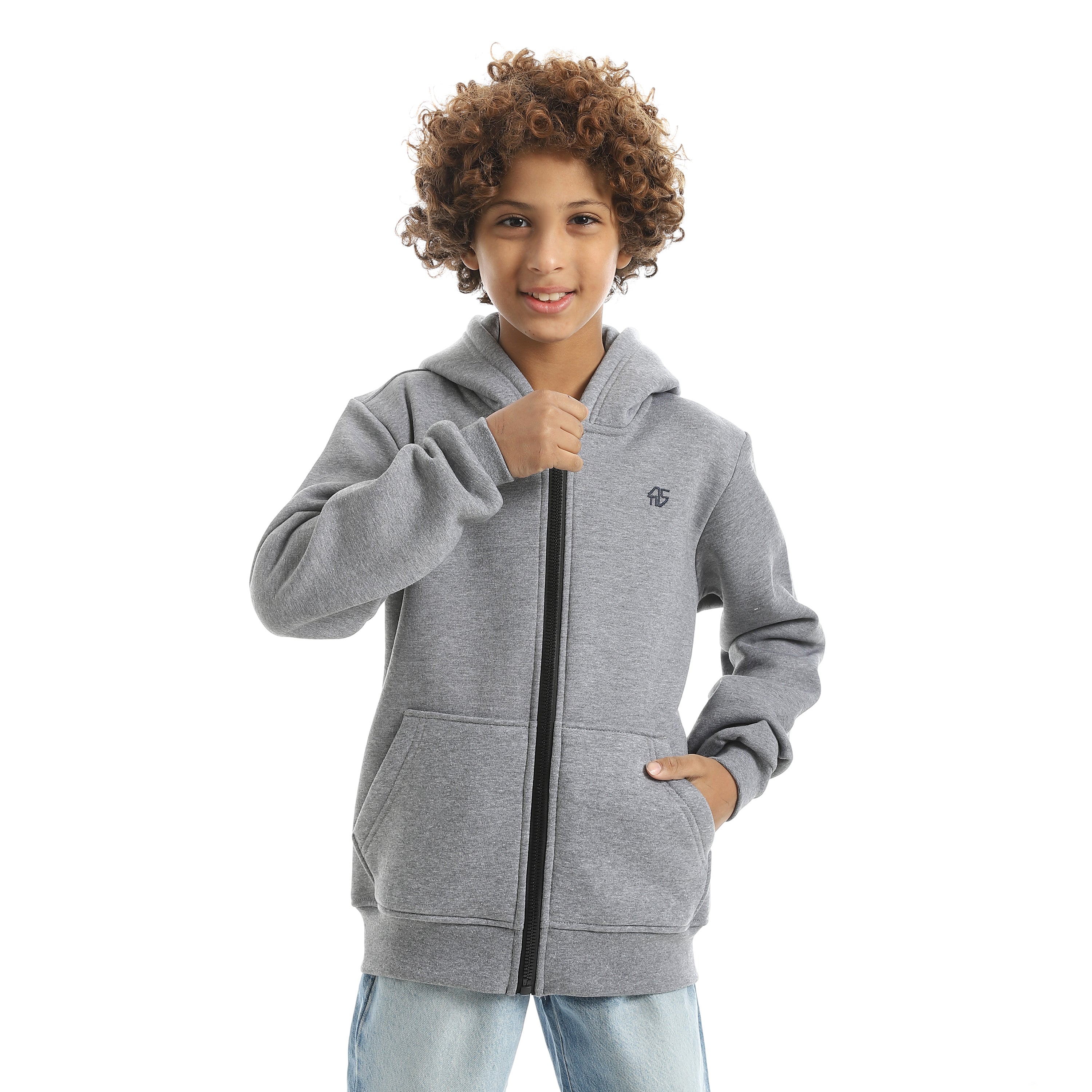 سويتشيرت اكتف سوستة كاملة بزنط - شانية غامق