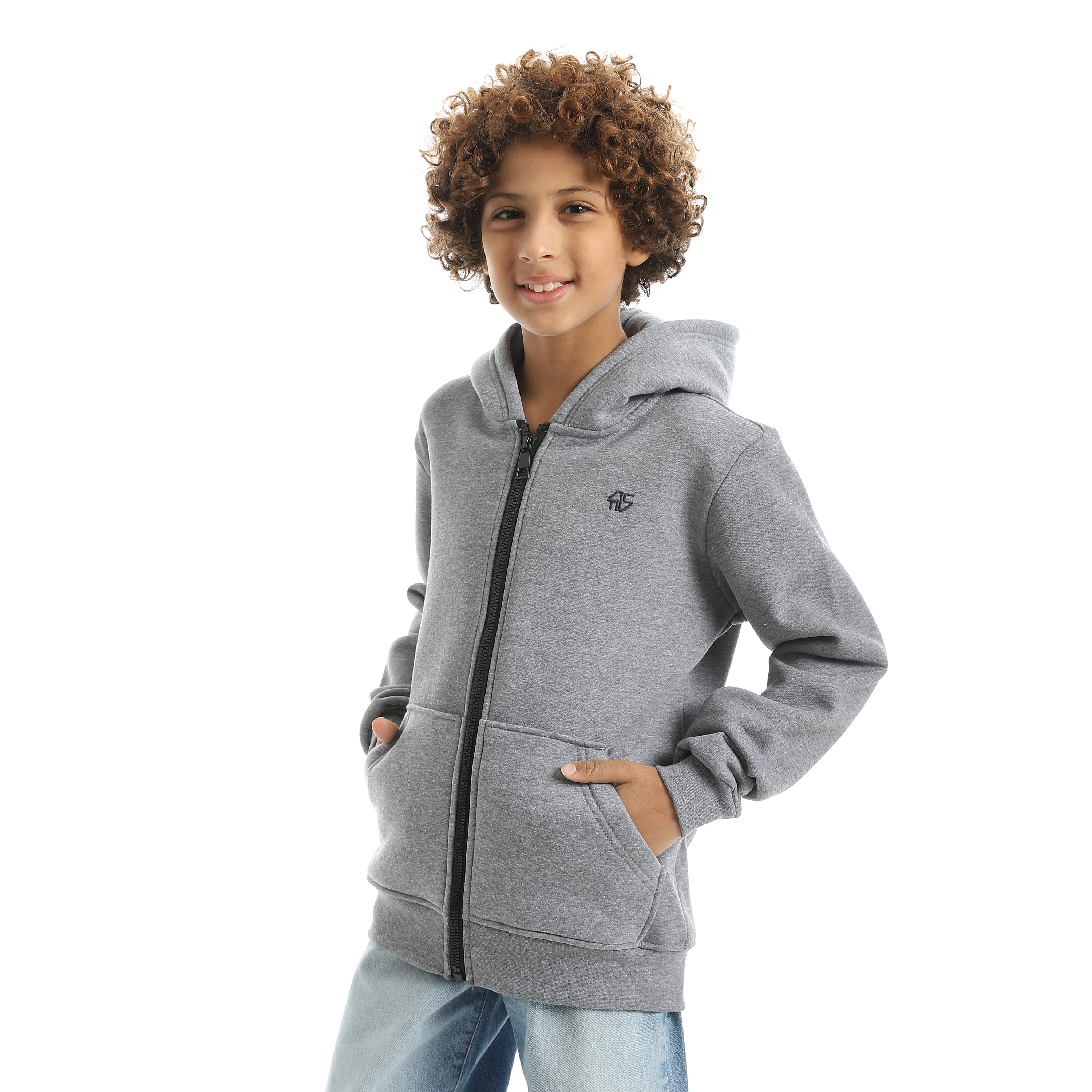 سويتشيرت اكتف سوستة كاملة بزنط - شانية غامق